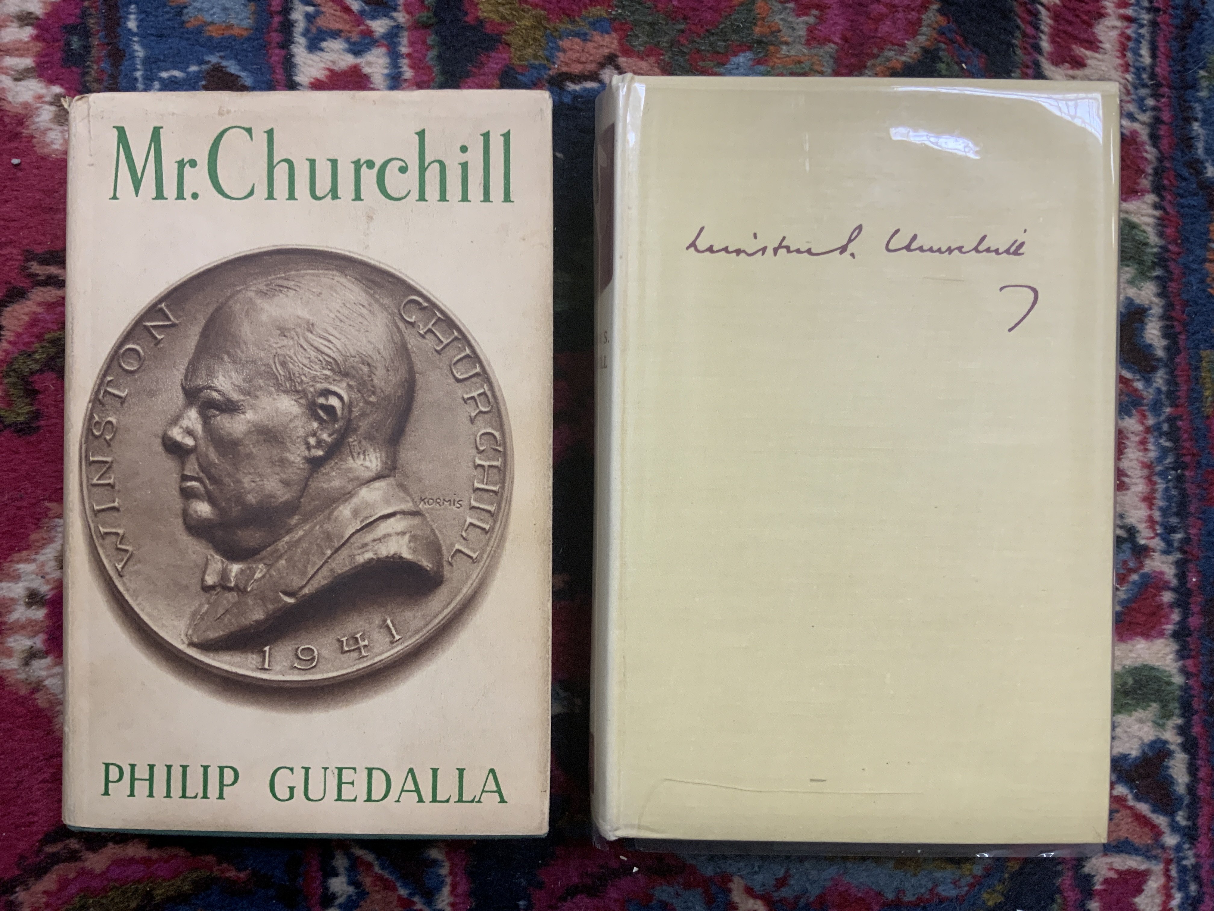 Winston Churchill's "The Second World&#2013266057۝ six volume book set, Mr Churchill a Portrait, Philip Guedalla. First printed. Dated 1941.