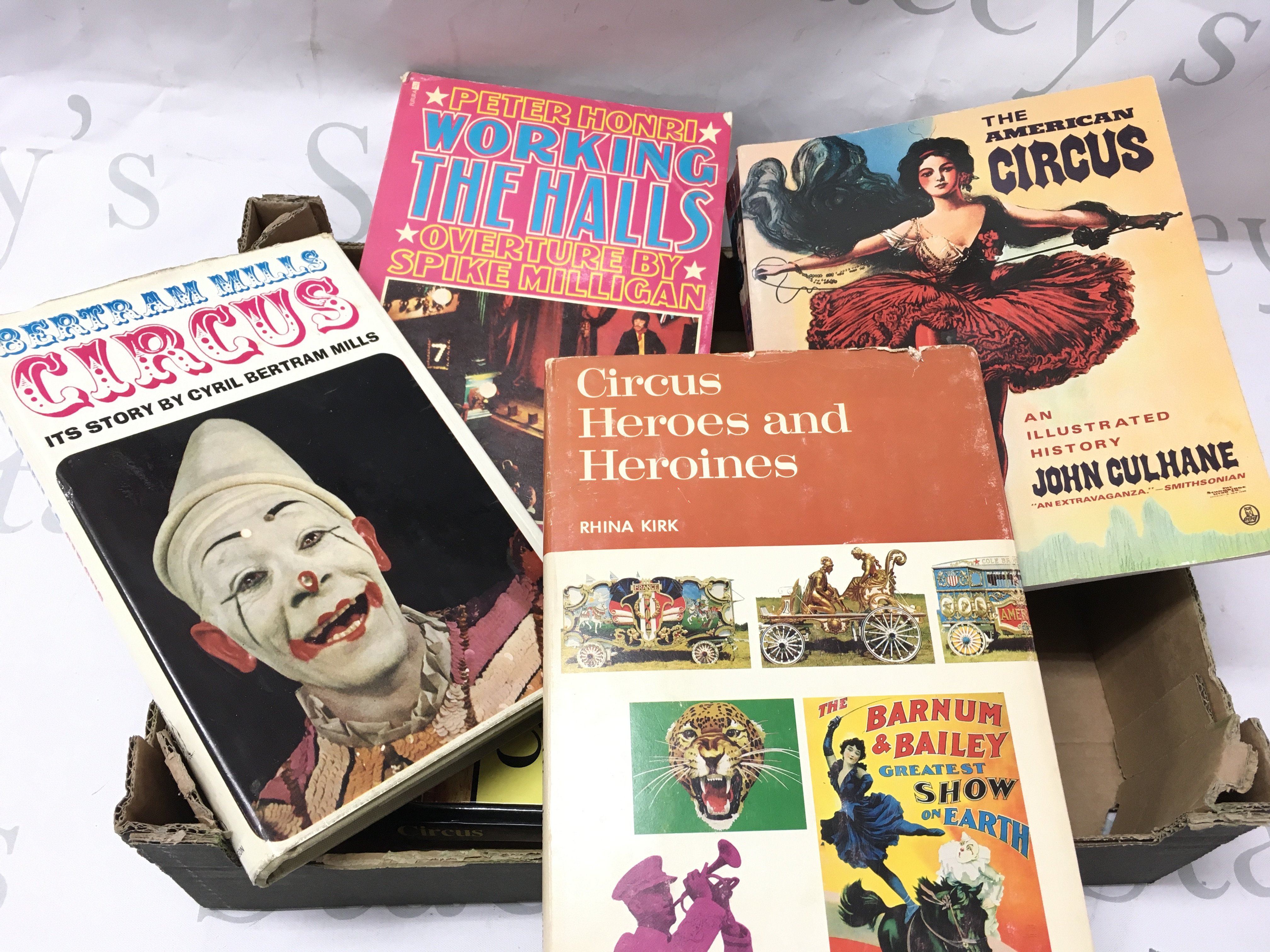 Four boxes of circus books.