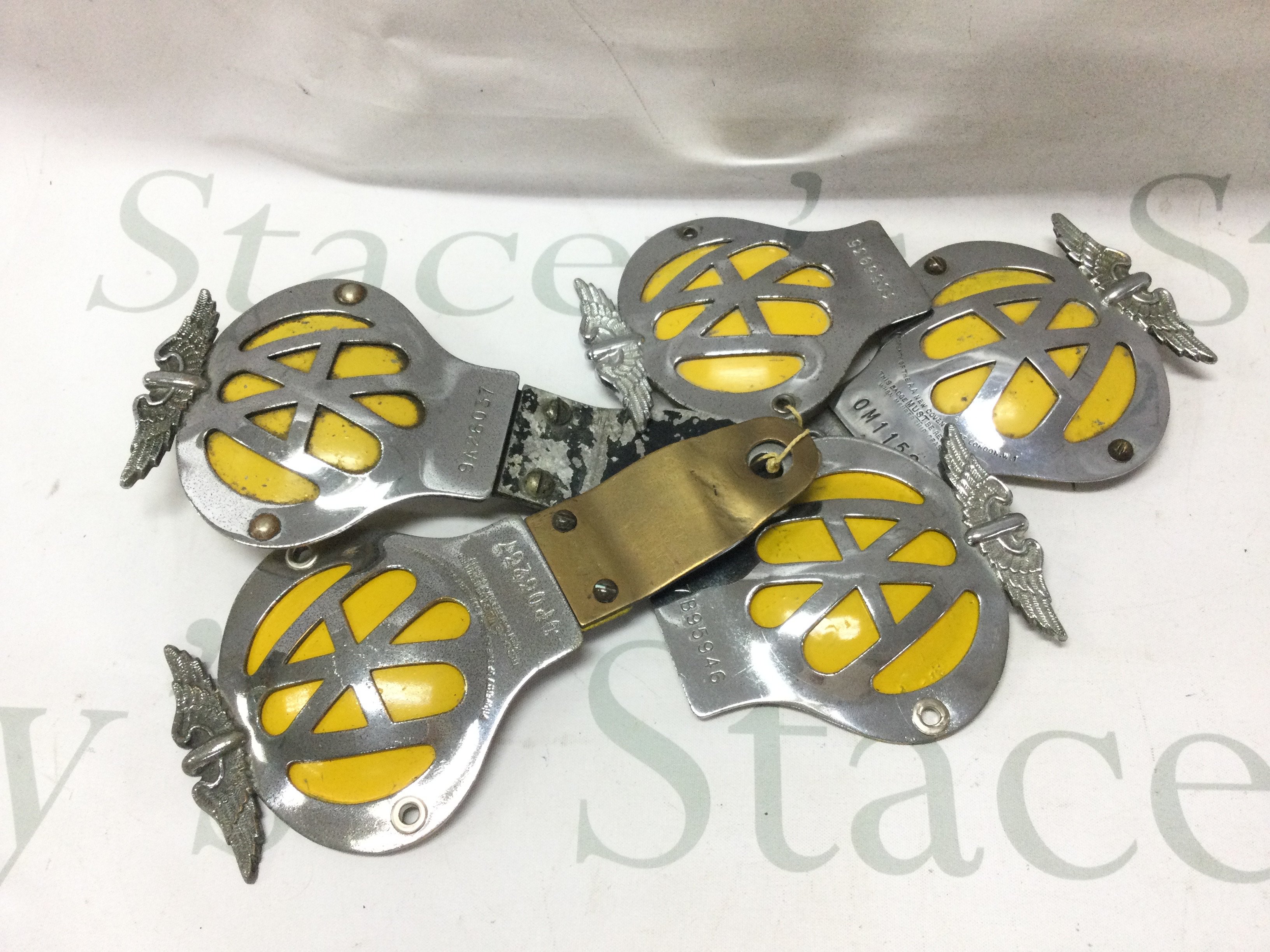 Five vintage AA badges . Postage cat b