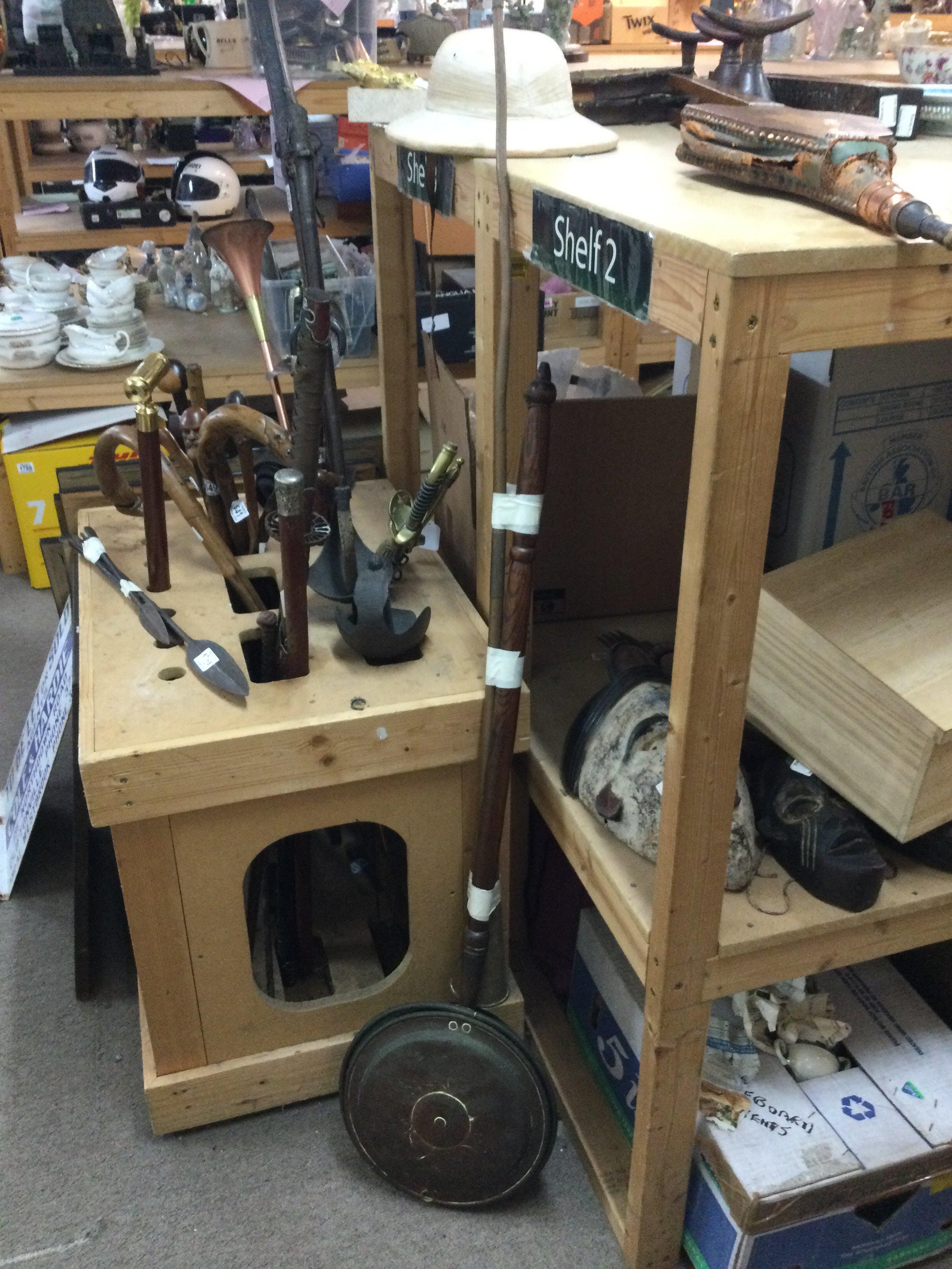 A Victorian coach horn, warming pan , large set of inlaid bellows