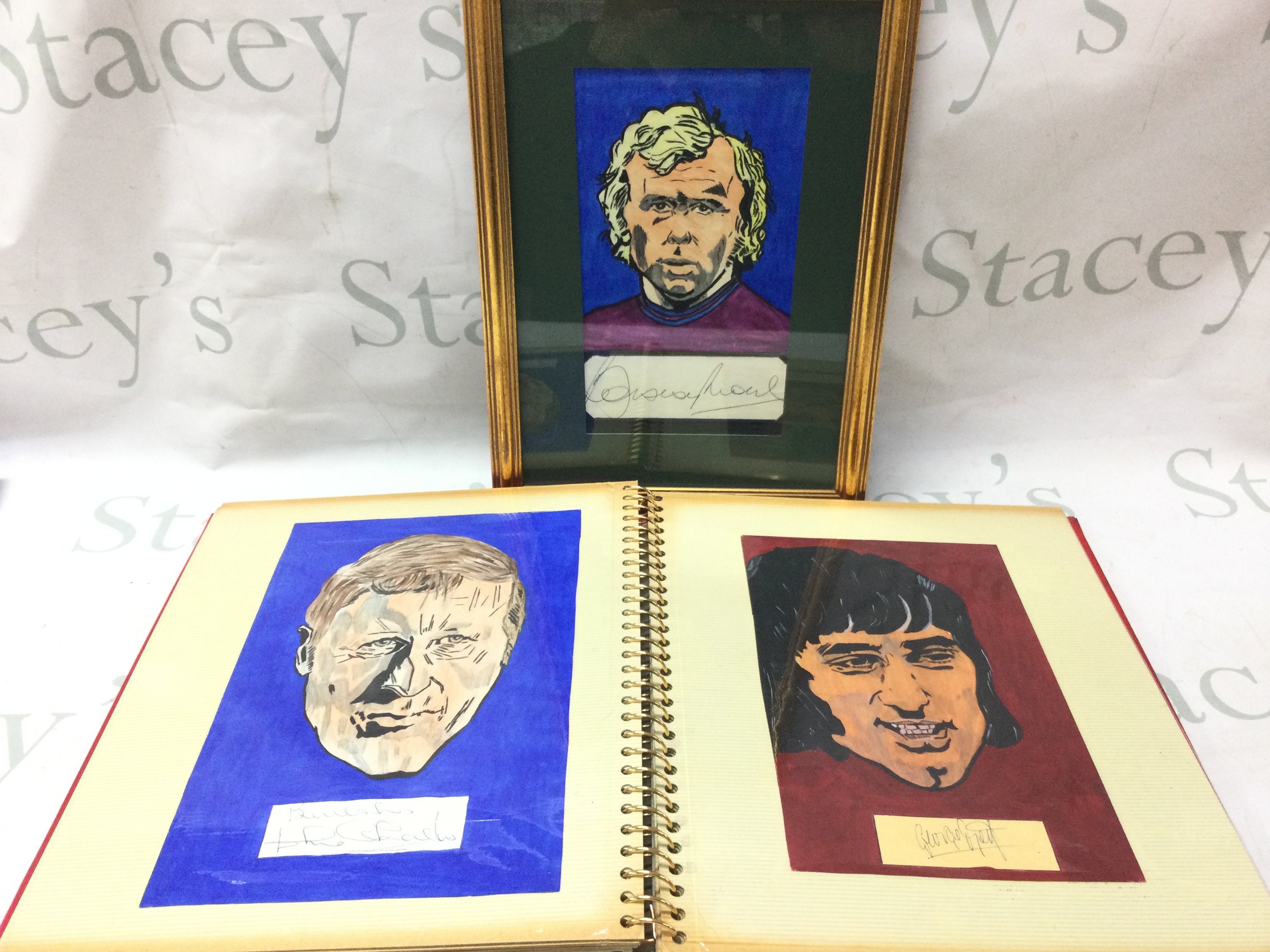A binder of autographs of famous footballers including George Best, Dennis Law , Bobby Charlton and others