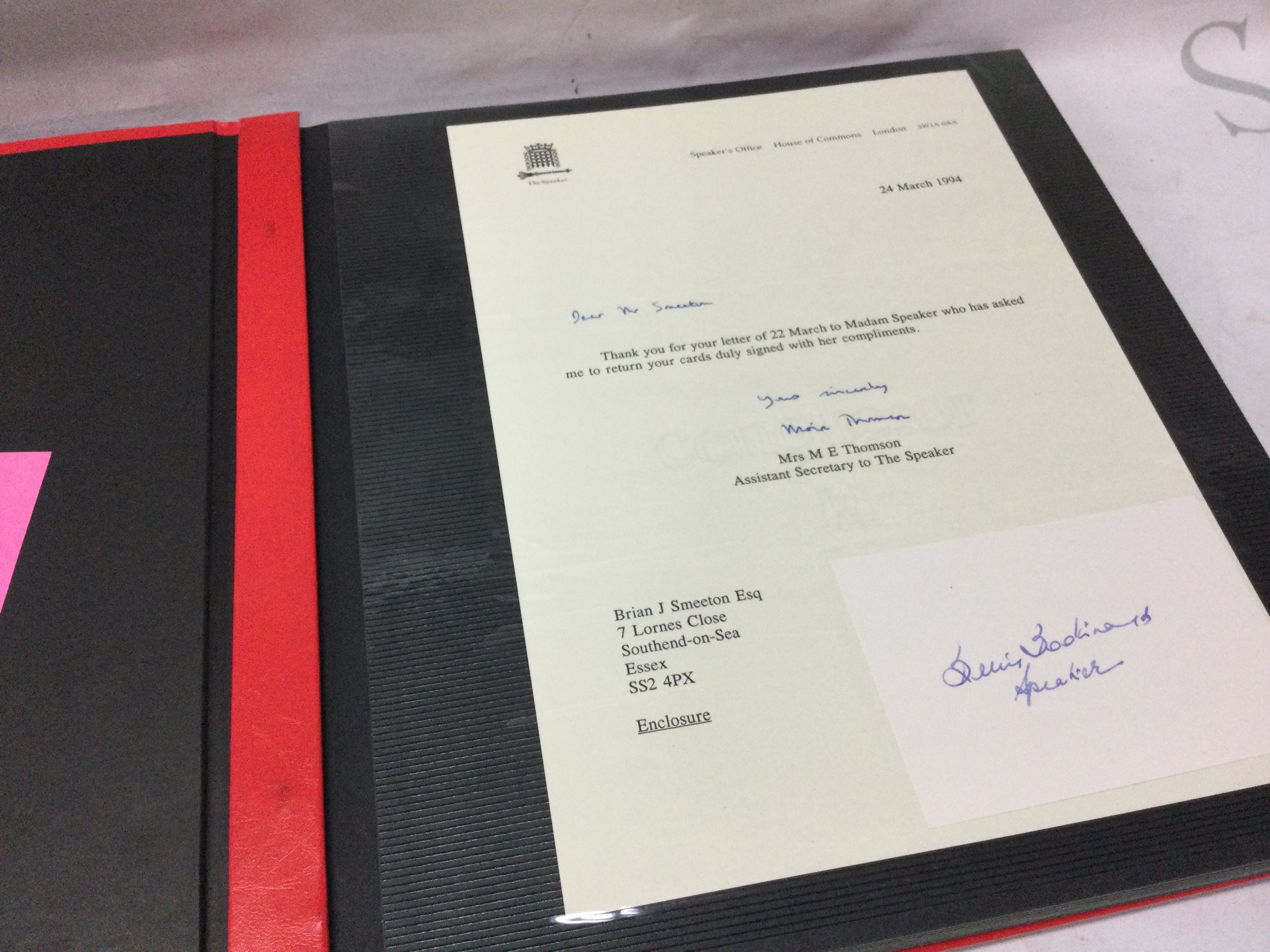 A binder of autographs of various politicians including Edward Heath, John Mater, James Callaghan , Ian Paisley & others . Postage category C