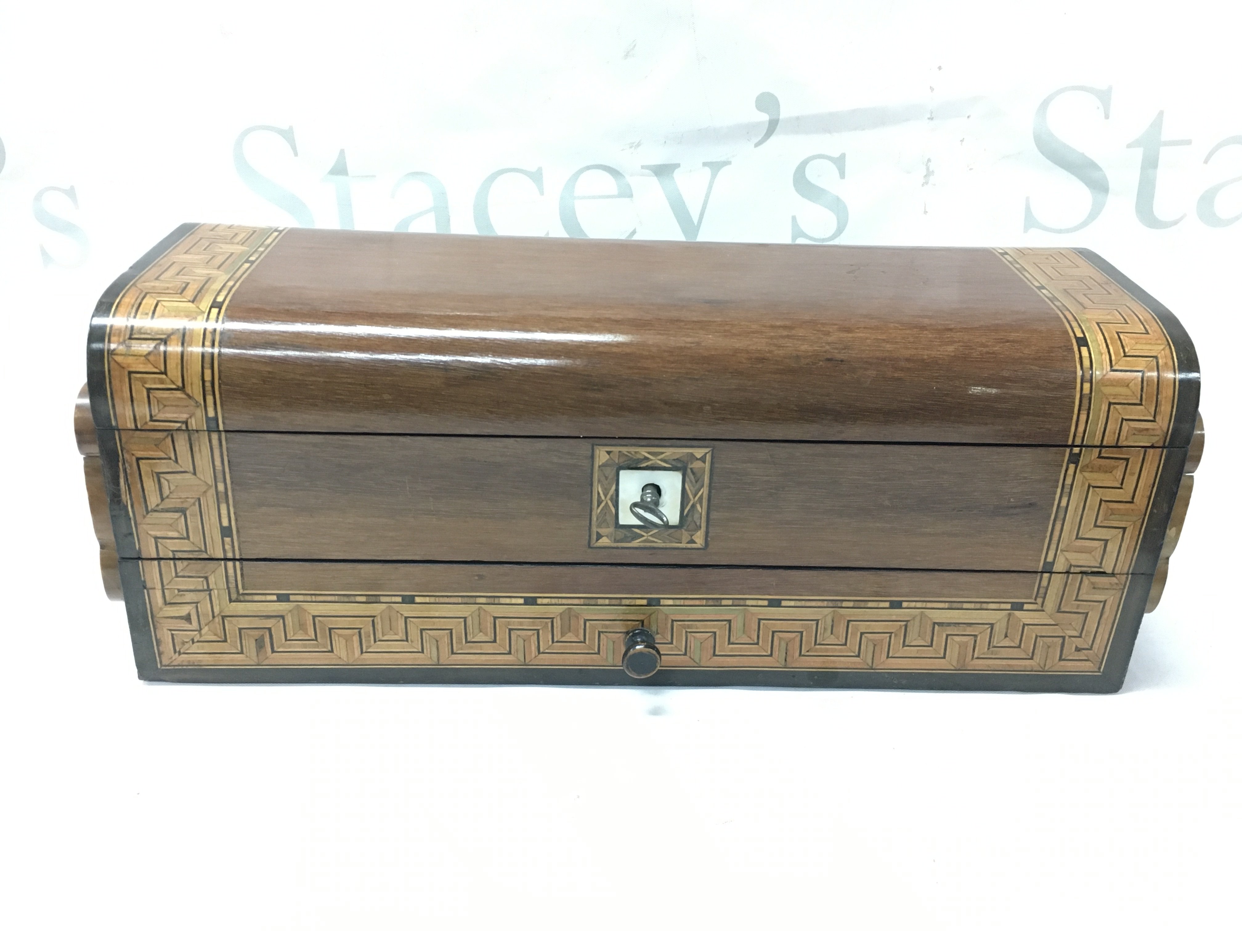 A Victorian jewellery box 32cm wide 12cm tall 11cm long. Postage category B