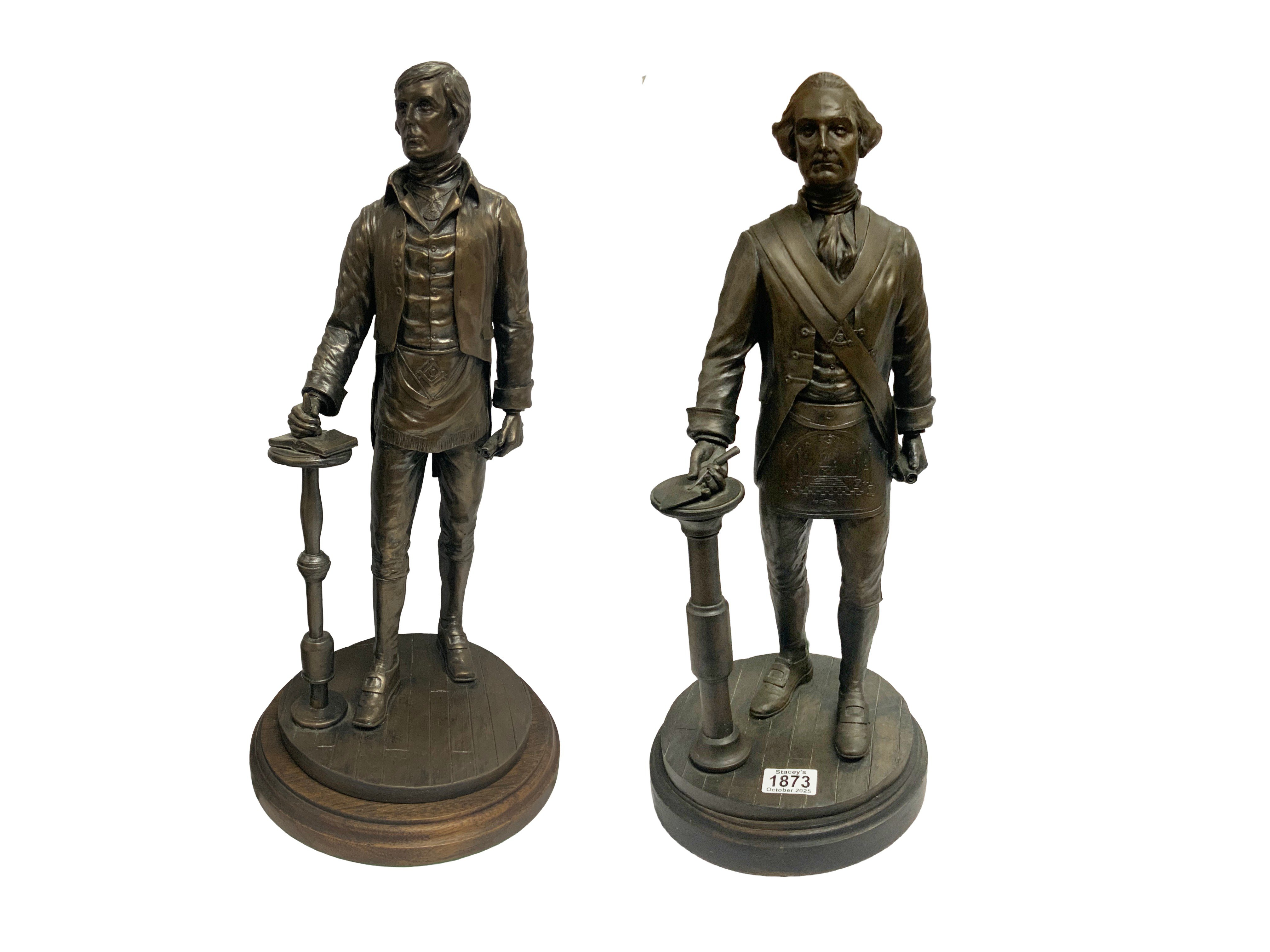 2 Large Cold cast bronze (resin) figures of Masonic leaders. 54cm/40cm. (D)