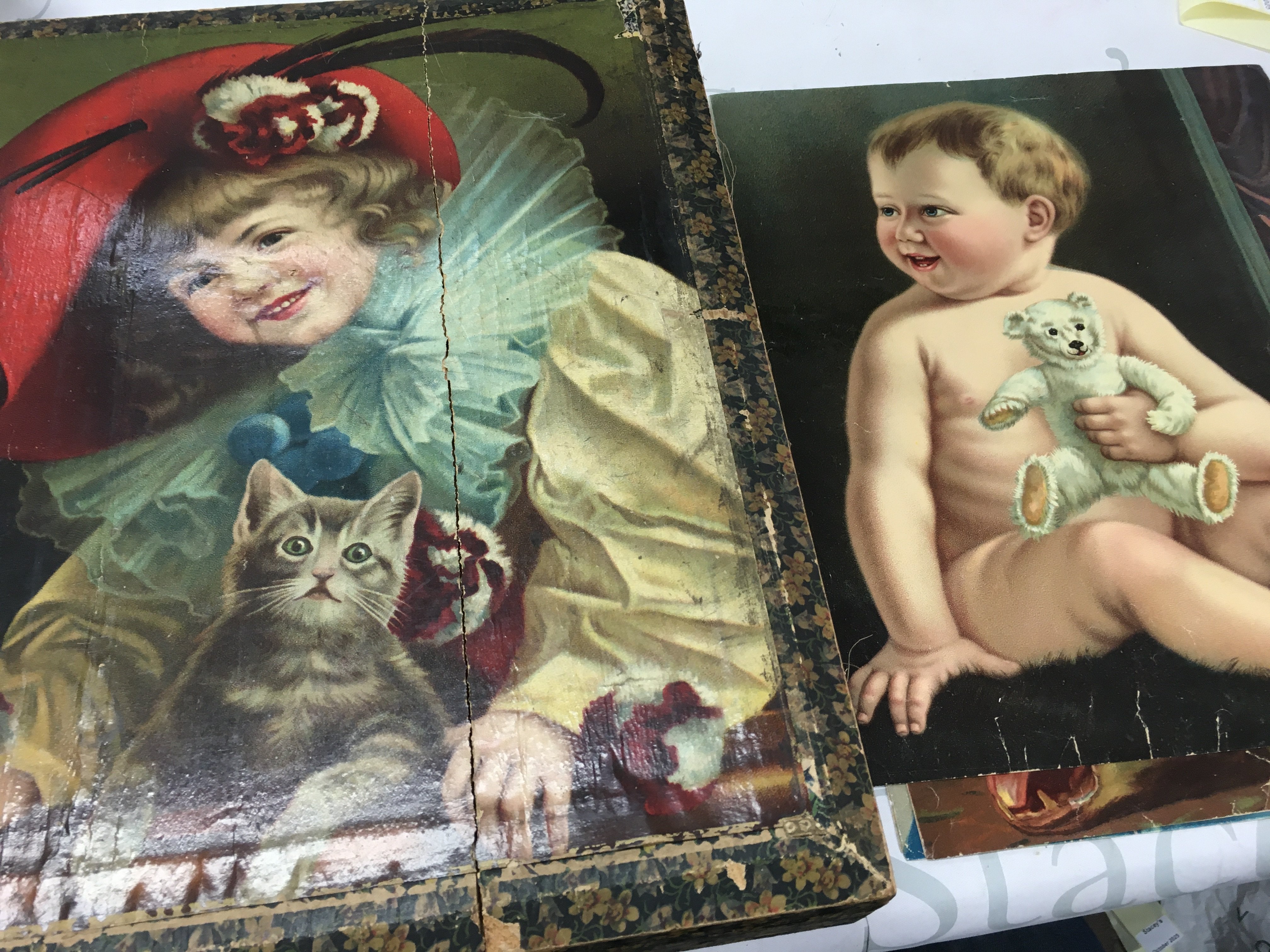 A Victorian block puzzle box, 30 pieces with 5 designs. Postage category C