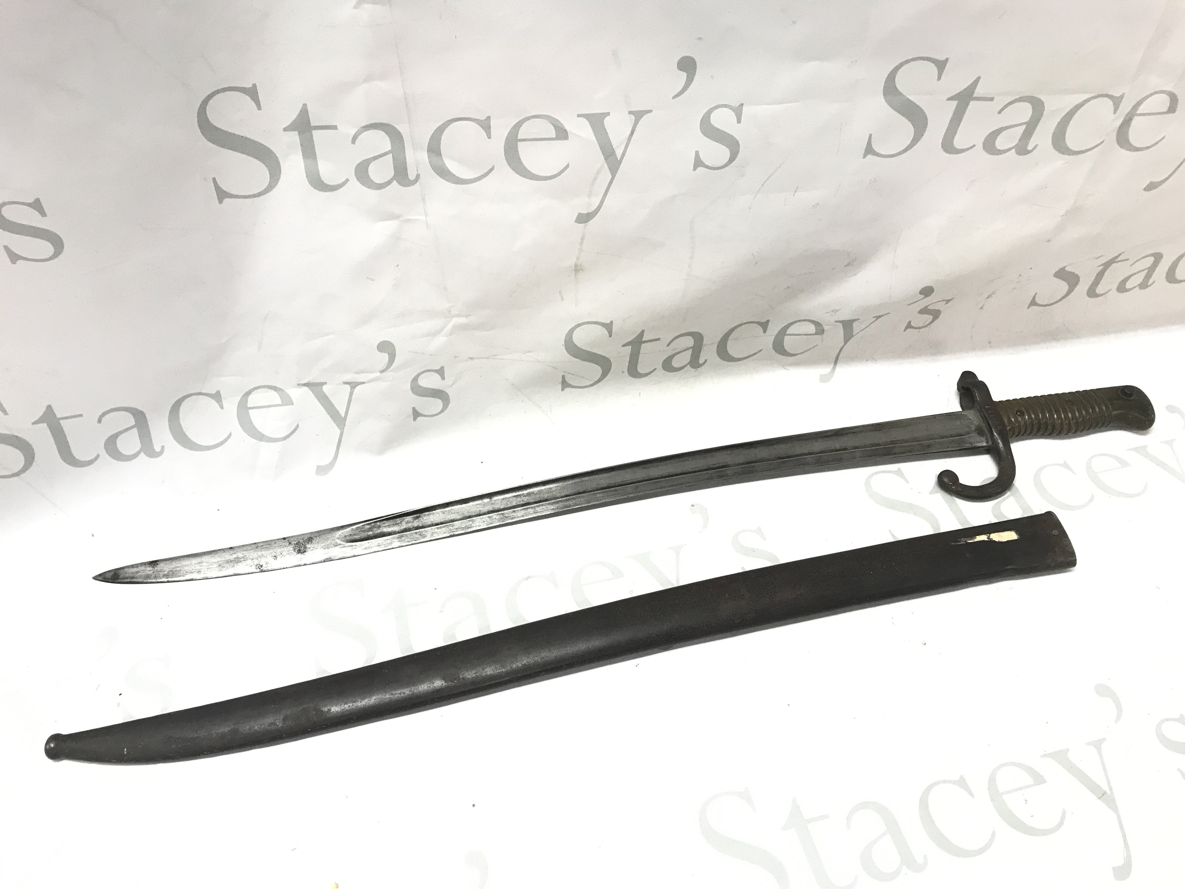 A French Chassepot Bayonet marked 1869. With scabbard. this lot cannot be posted