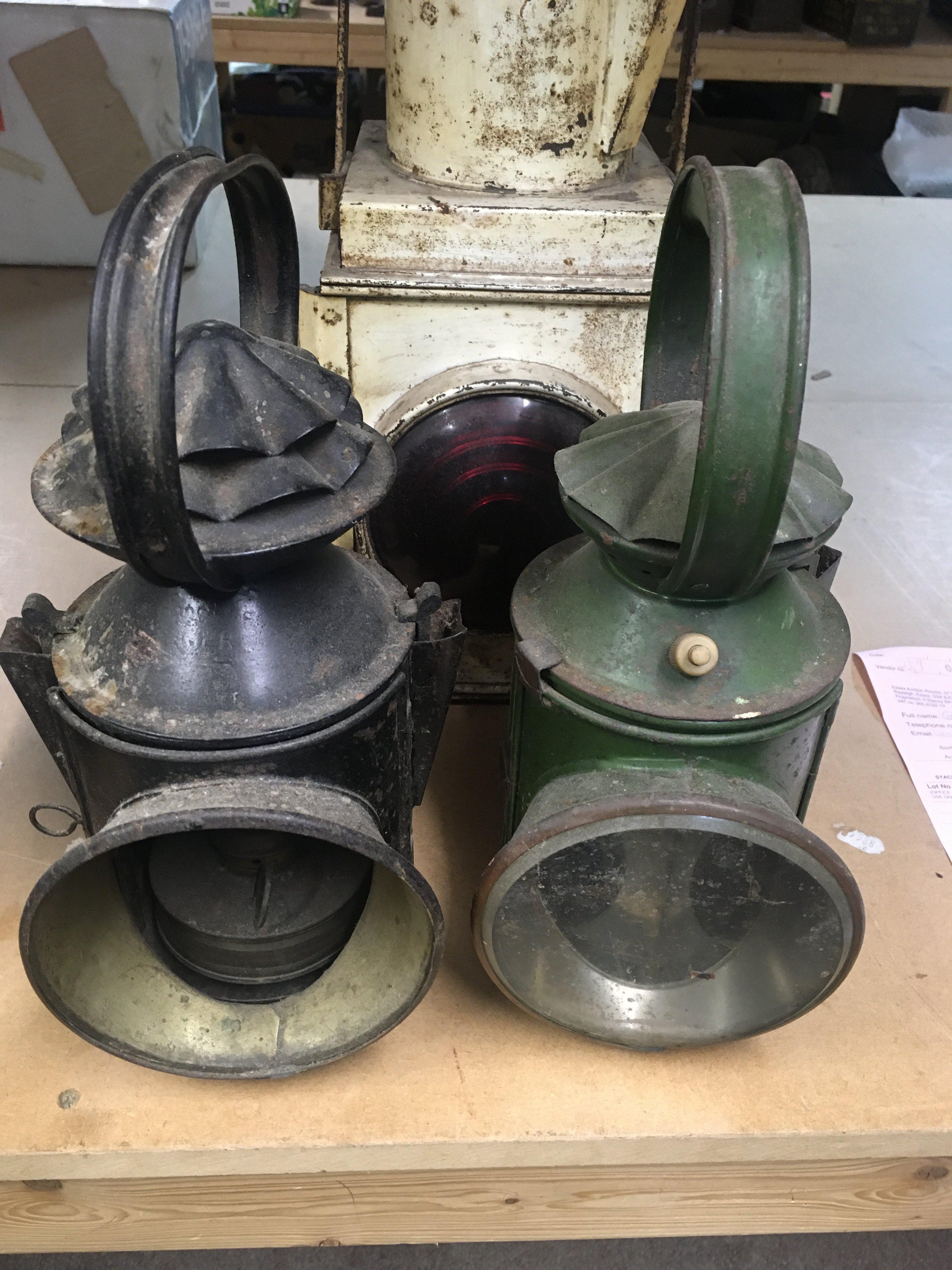 Two Railway lamps LNER and GNR .and one other lamp .