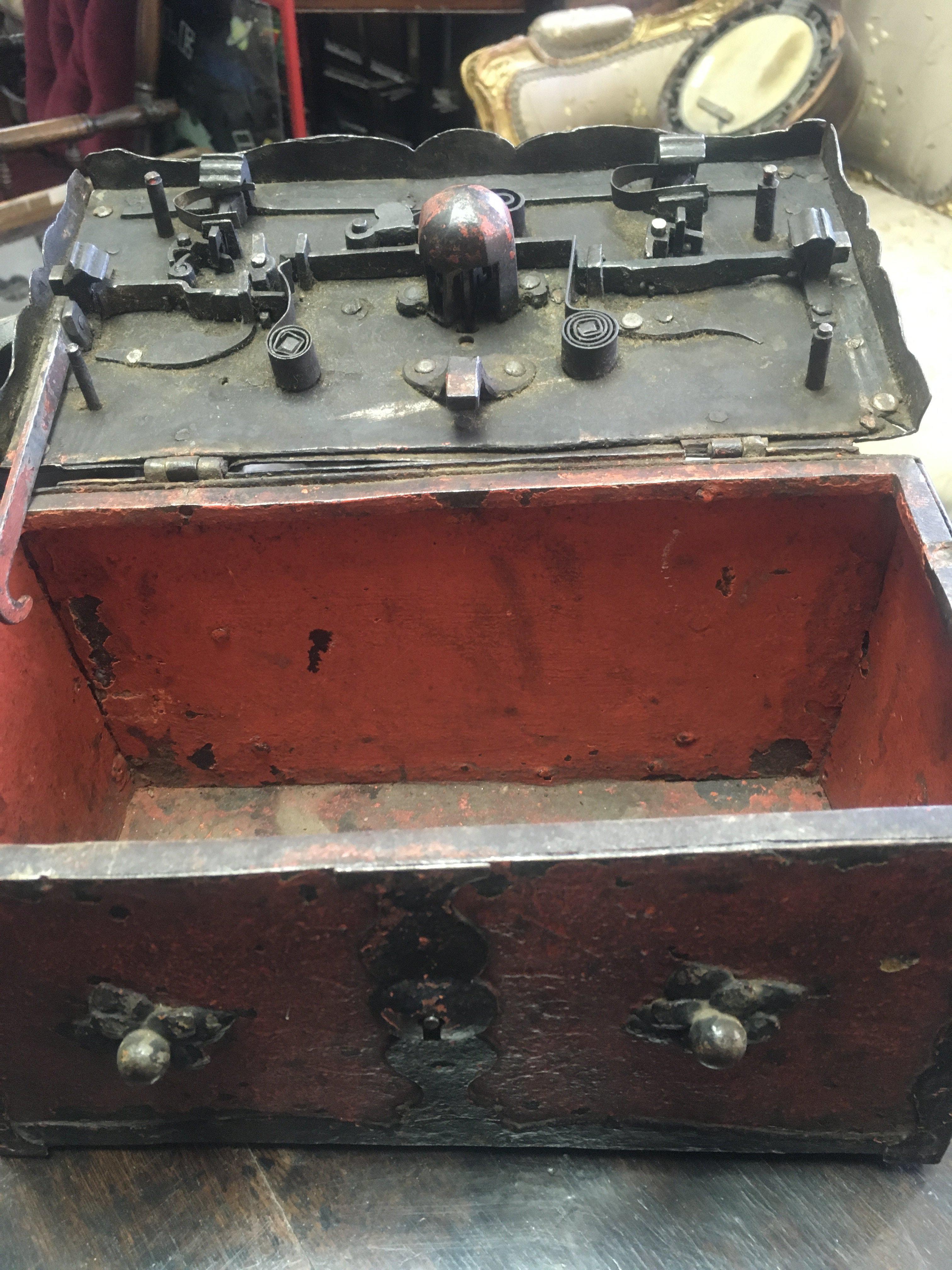 A small Armada chest ,strong box, with internal locking mechanism