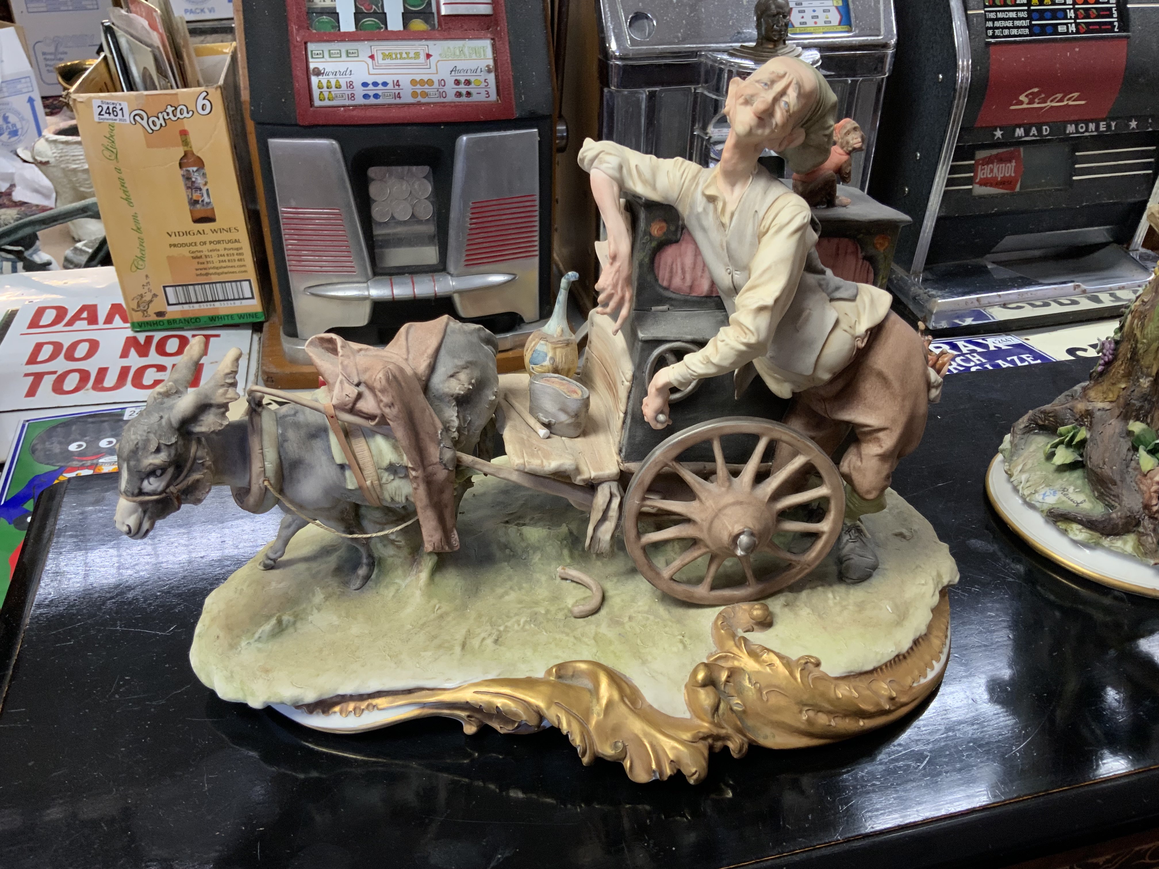 A large Capodimante figure of a Merry Gent, Donkey and Cart, and a Capodimate figure of Apple pickers- NO RESERVE