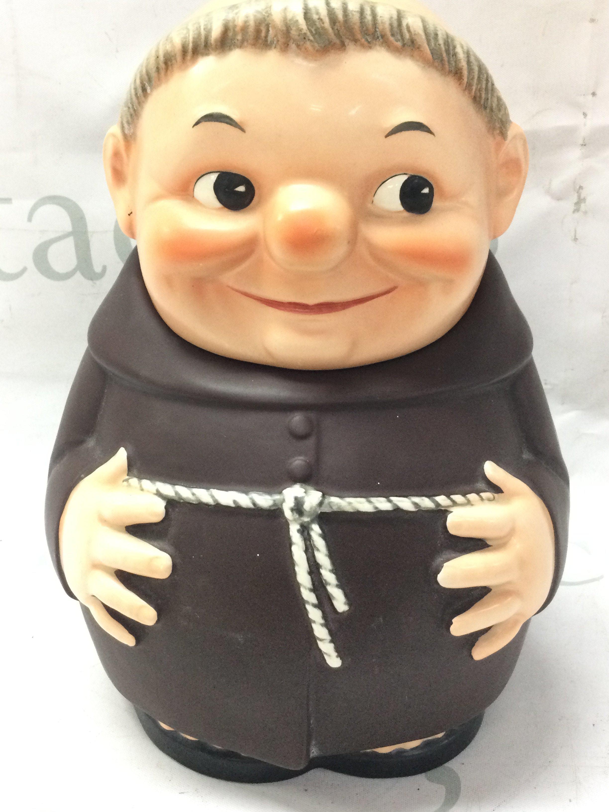 Gobbles monk biscuit barrel .24cm tall. This lot cannot be posted