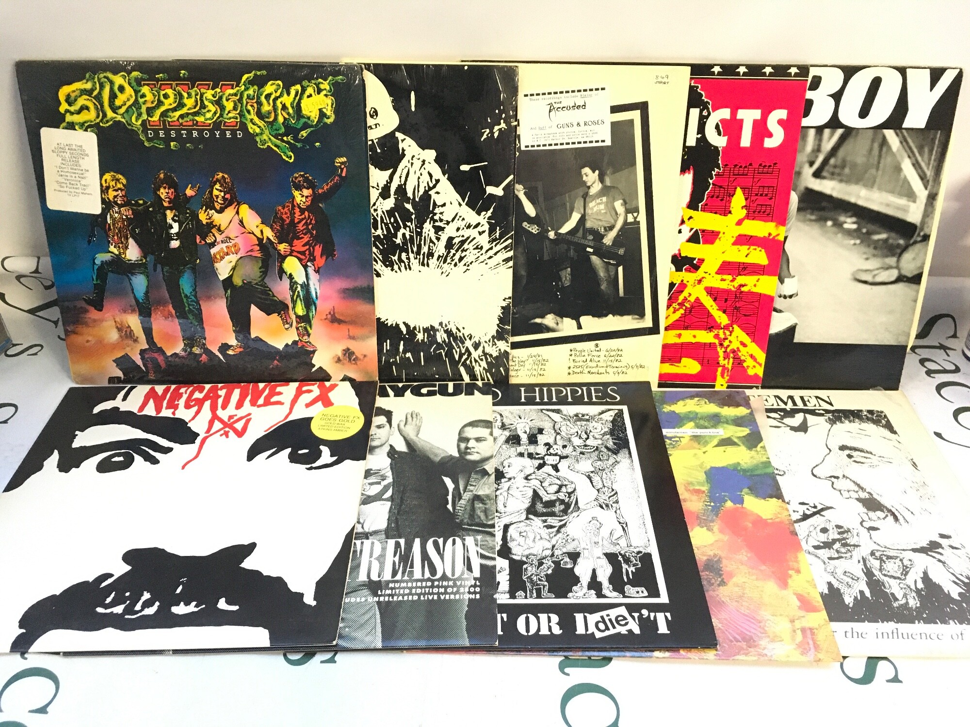 Ten alternative rock LPs and EPs by various artists including Negative FX, The Adicts, Sloppy Seconds and others.