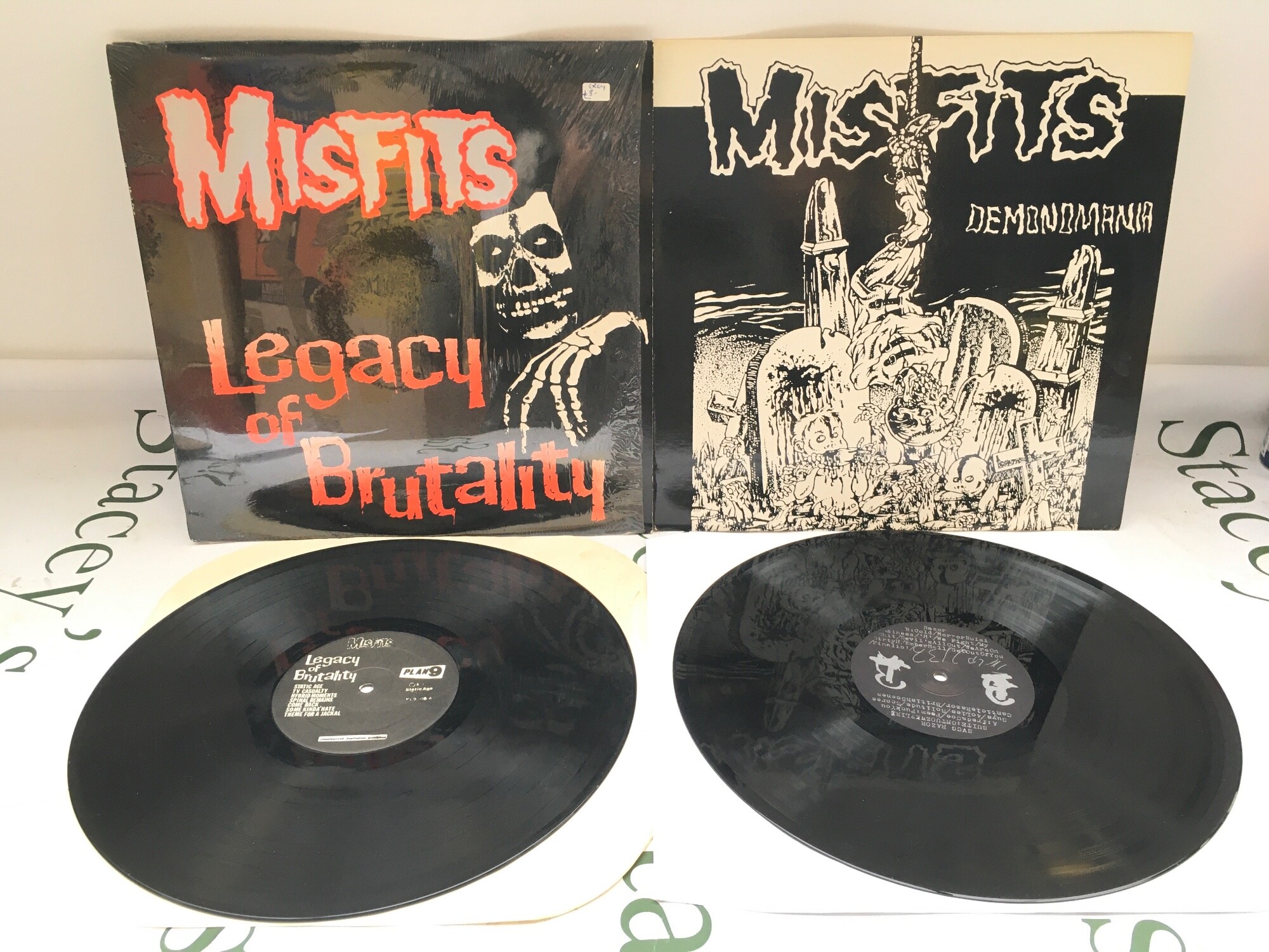 Two early pressings of Misfits LPs comprising Legacy Of Brutality and Demonomania. Both EX.