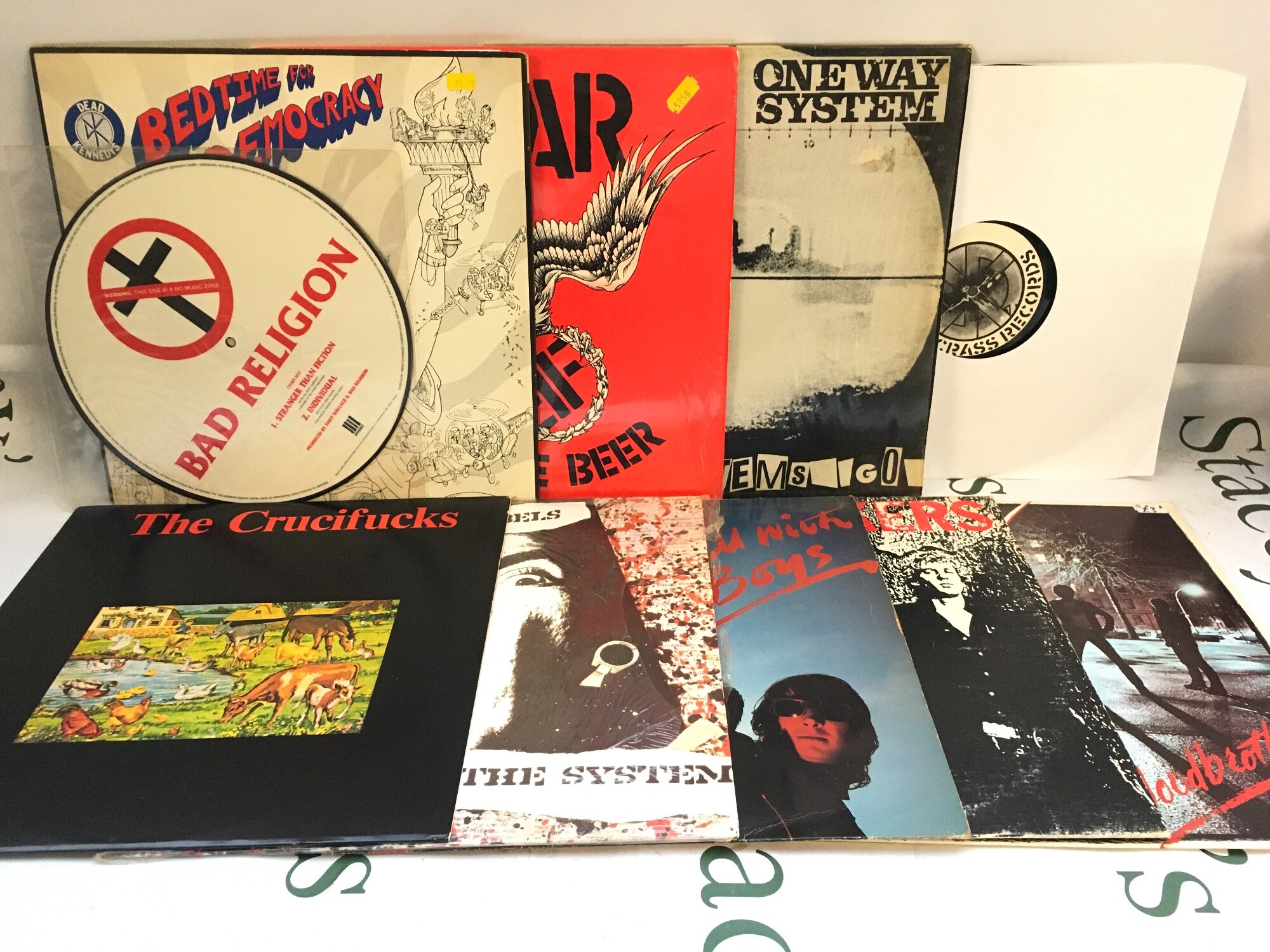 Ten punk rock LPs by various artists including Dead Kennedys, Crucif*cks, Fear and others.