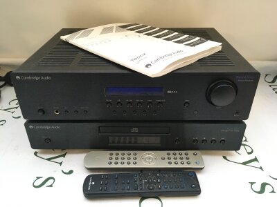 A Cambridge Audio Topaz SR10 amplifier and a Cambridge Audio Azur 351c CD player. Comes with remote controls, power leads and Topaz manual.