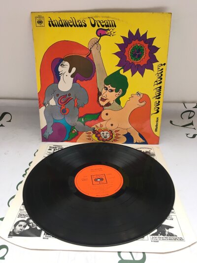 A first UK pressing of the Love And Poetry LP by Andwellas Dream, vinyl EX, sleeve VG.