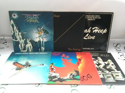 Thirteen Uriah Heep LPs comprising Very Eavy, Very Umble, Look At Yourself, Demons & Wizards and others.