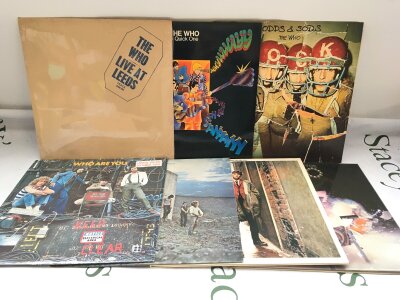 Seven LPs by The Who, including a sealed Live At Leeds, a limited edition coloured vinyl Who Are You?, Who's Next and others.
