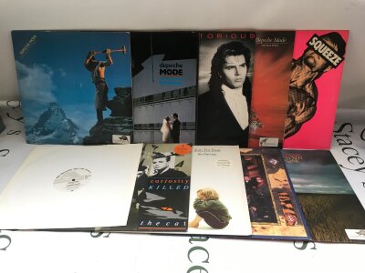 Twenty 1980s new wave and electro pop LPs and 12" singles by various artists including Depeche Mode, Duran Duran, A-ha and others. Includes an Orange Juice pre release 12" single of Lean Period.