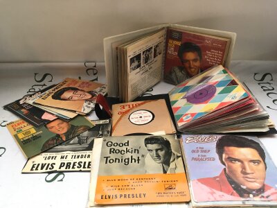 A collection of Elvis Presley 7" singles and EPs including both original UK pressings and later reissues.