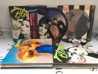 Two bags containing 26 Blondie 12" singles and LPs including imports.