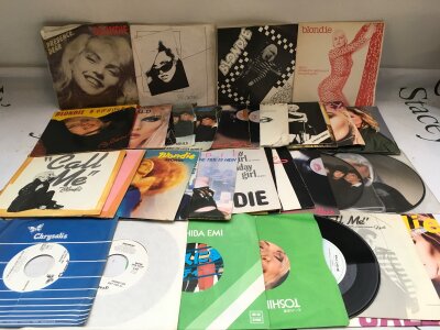 A collection of Blondie 7" singles including various imports and promo discs.