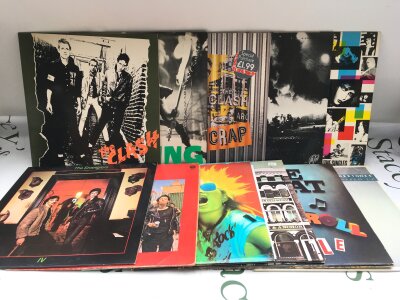 Eleven punk and new wave LPs by various artists including Sex Pistols, The Clash, Siouxsie & The Banshees and others.