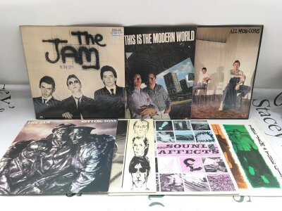 Seven LPs by The Jam comprising In The City, Setting Sons, All Mod Cons and others.