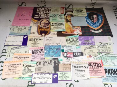 A collection of various gig tickets and three tour programs for various artists including Oasis, Paul Weller, Sparks, Katy Perry and many more.