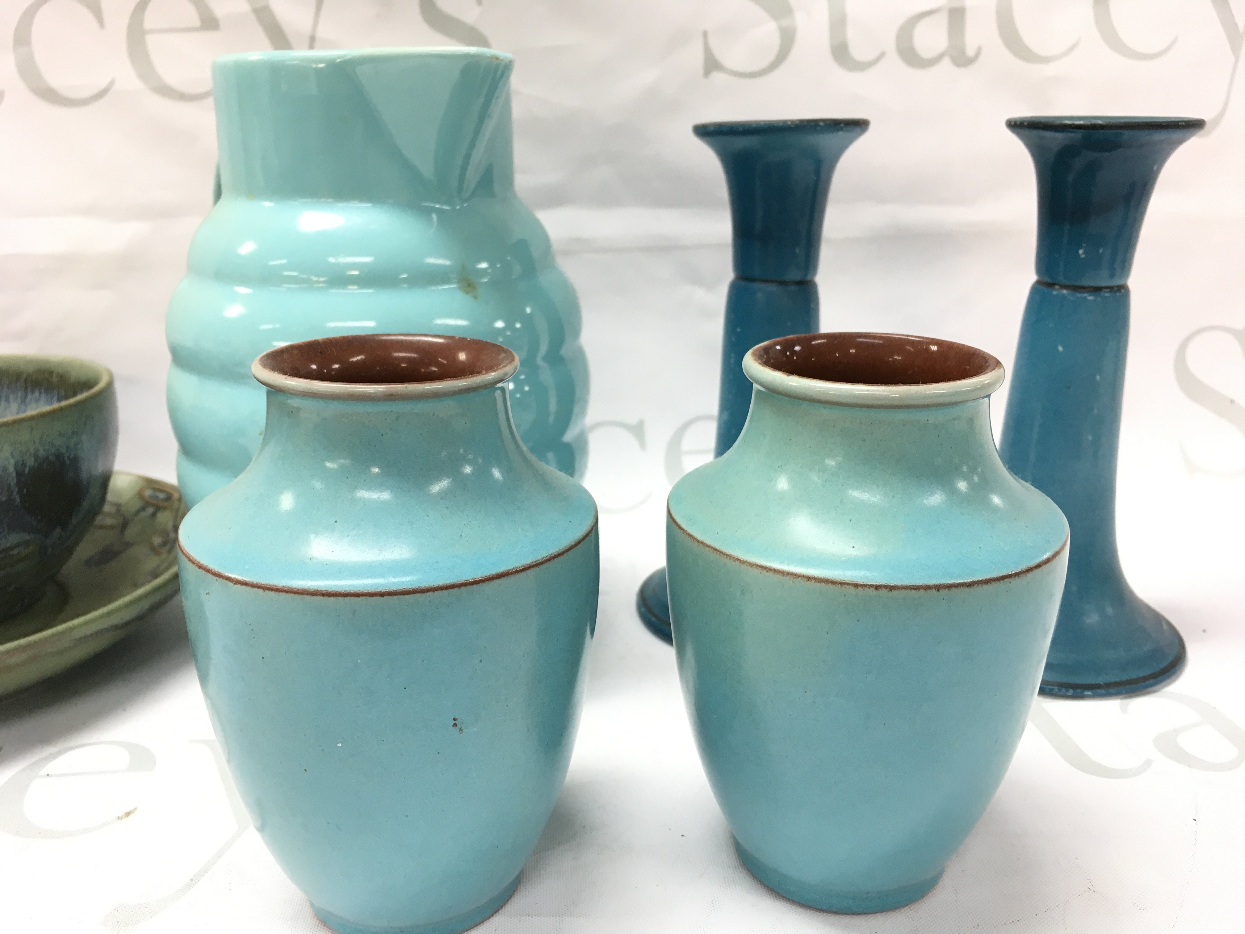 Art glass ceramics including a French jug etc. this lot cannot be posted. NO RESERVE