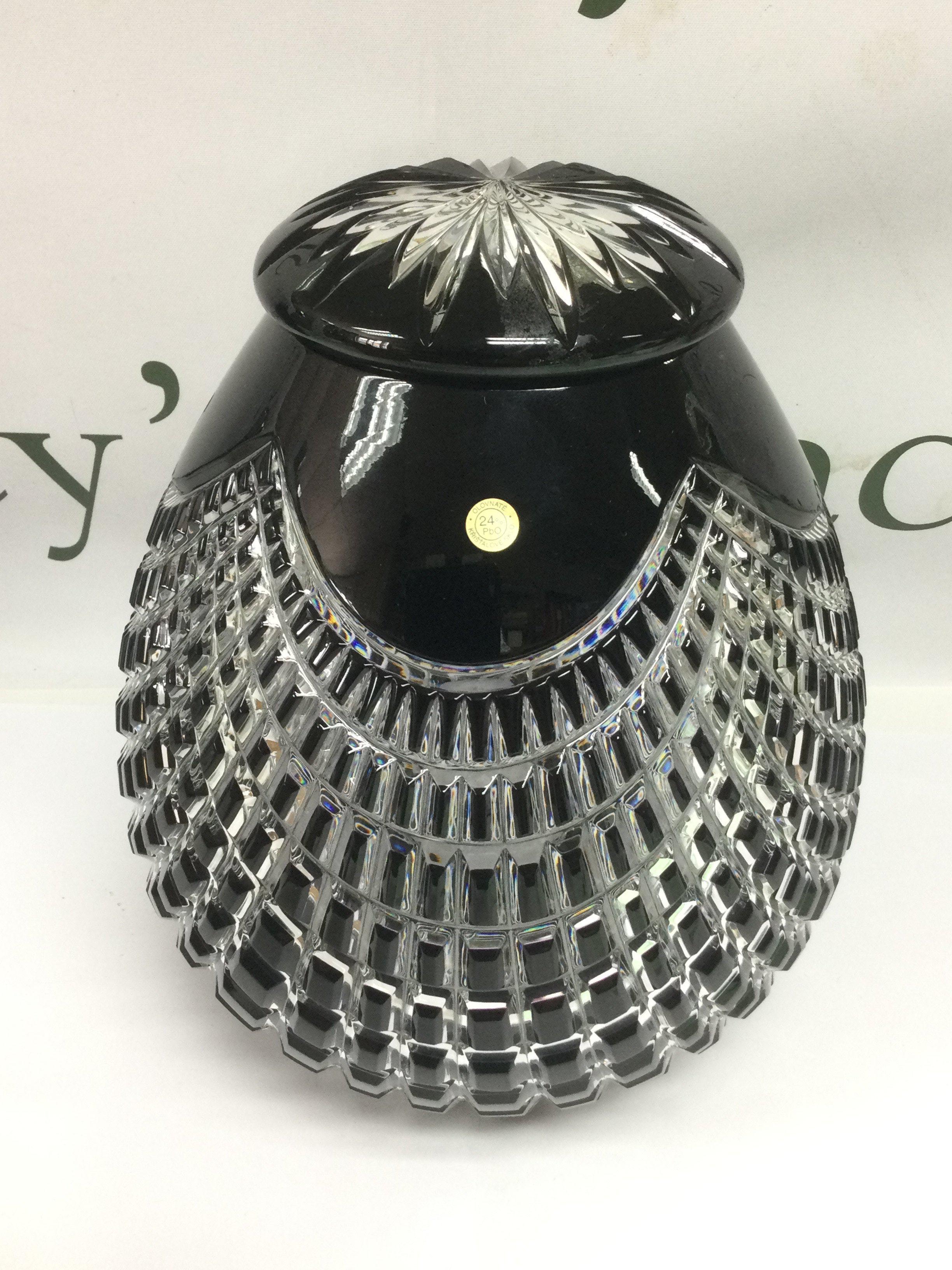 A boxed Boha Bohemian crystal urn and cover, approx height 22cm. Shipping category D.