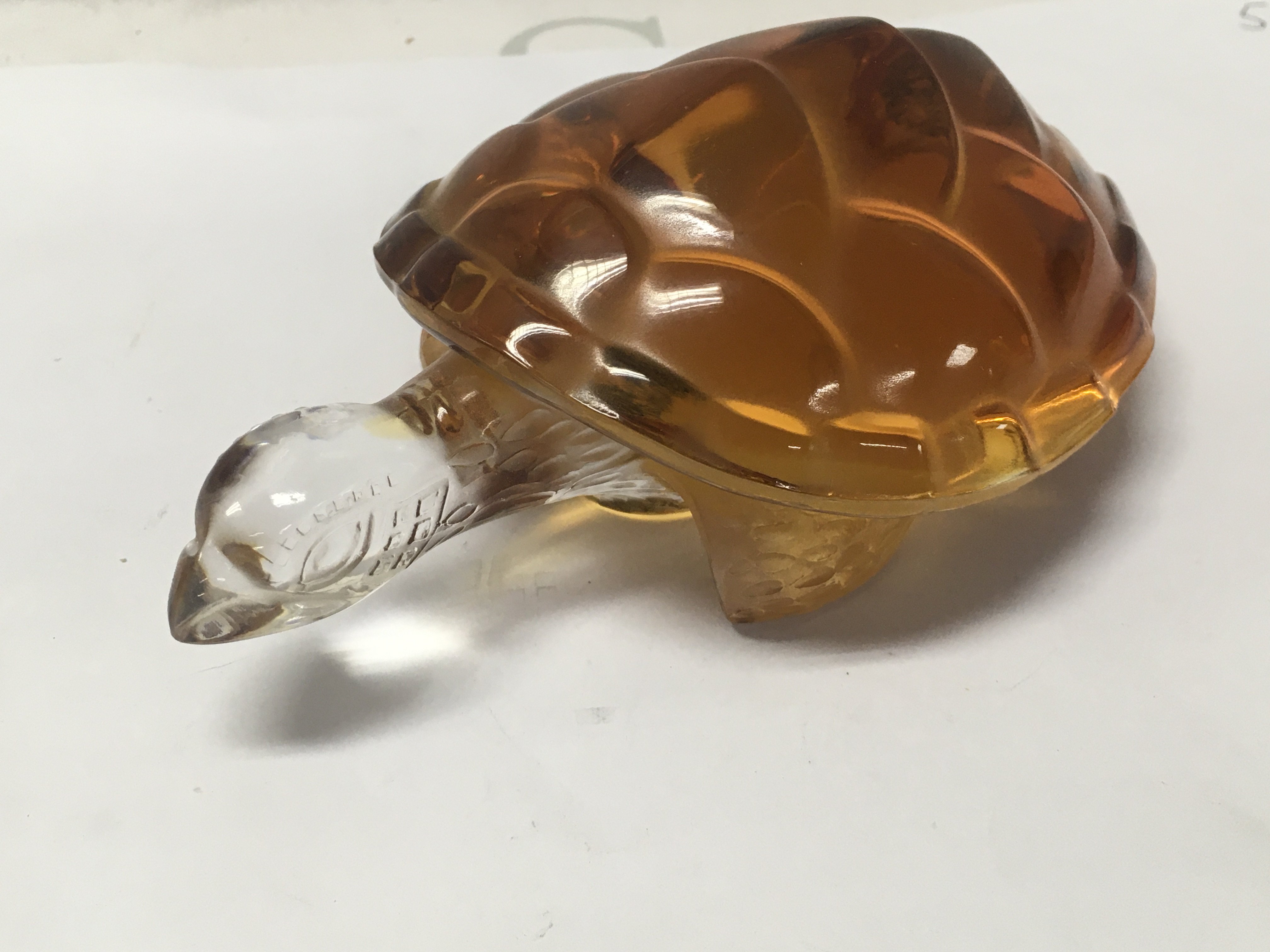 A Lalique clear and amber turtle 15 cm