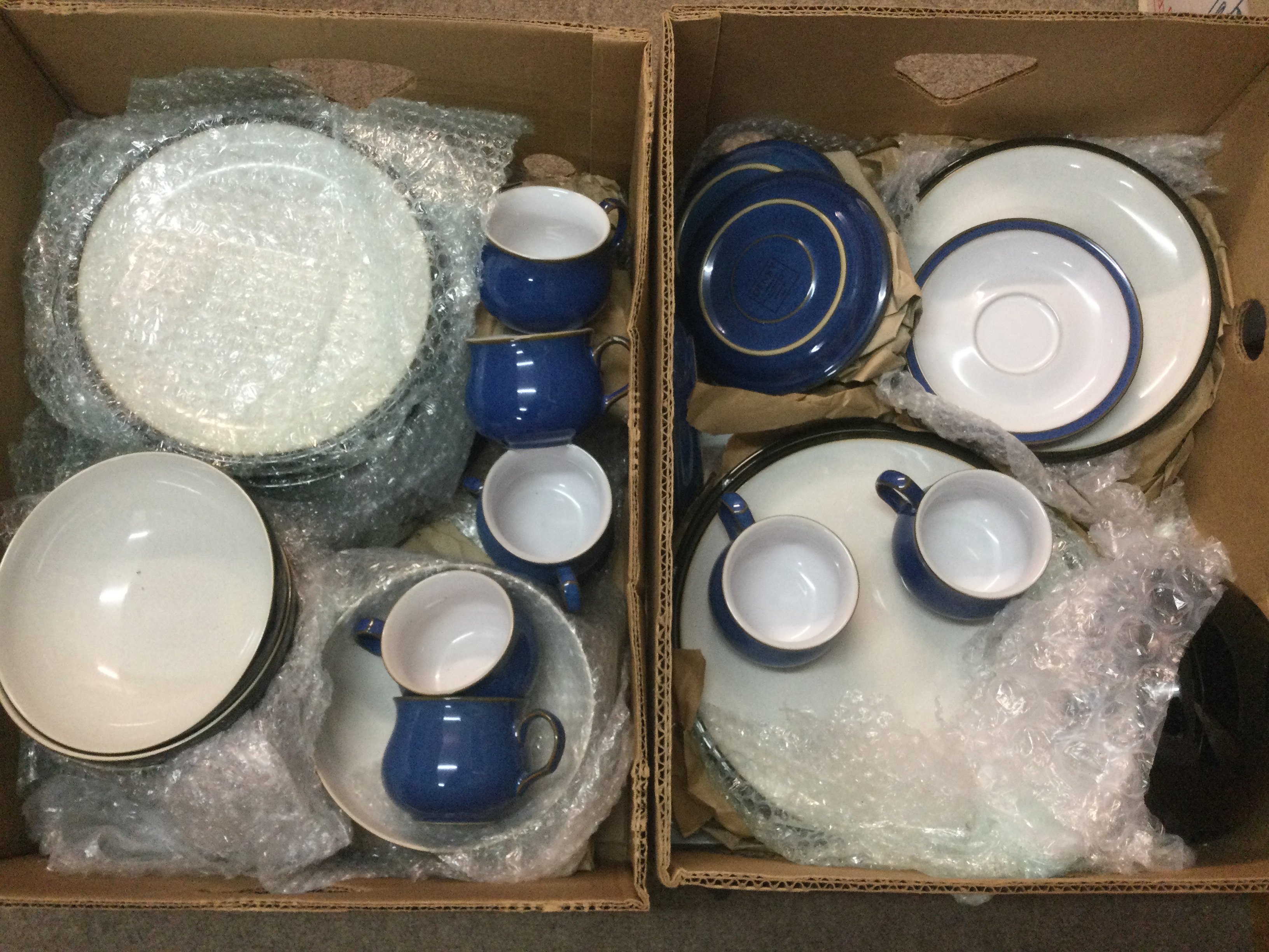 Two boxes of Denby dinnerware. Shipping category D.
