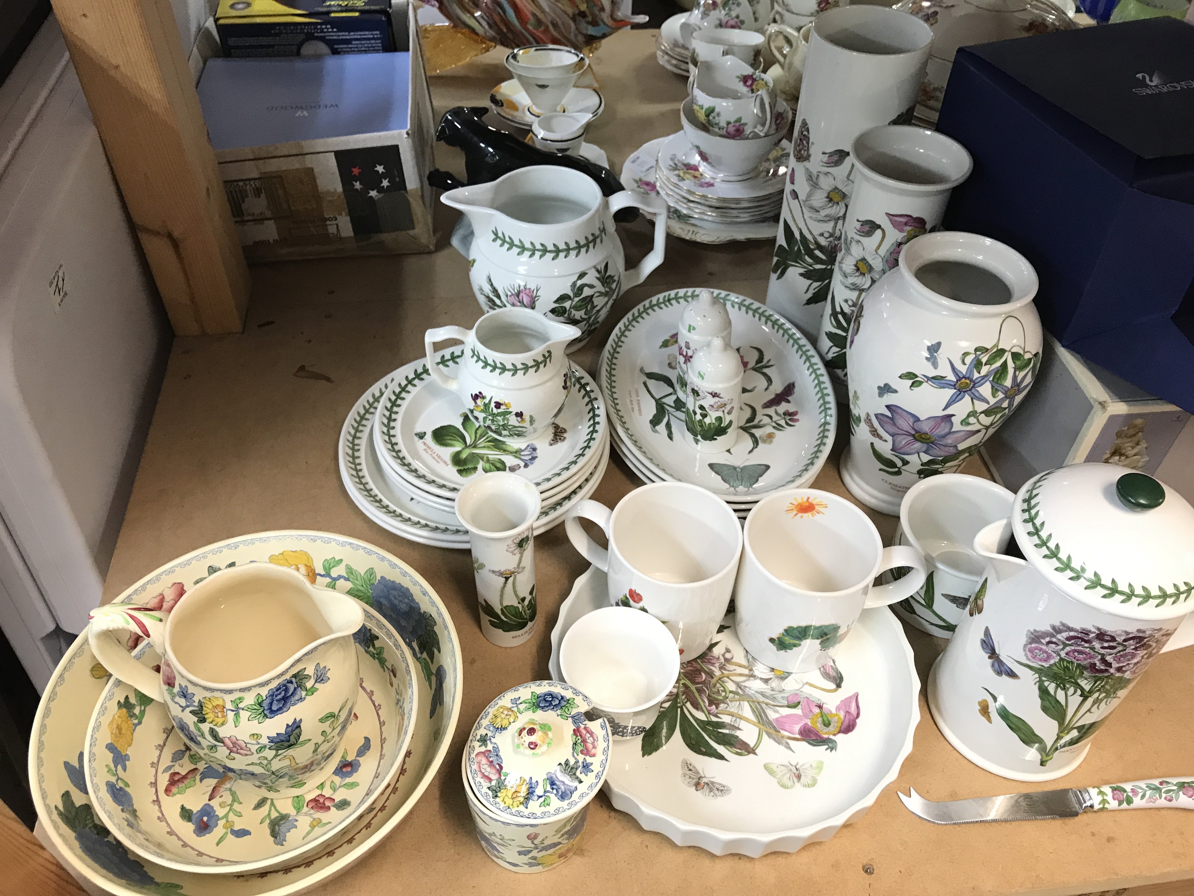 A collection of Portmeirion botanical garden , masons ceramics and a David Winter cottages. Including vases, bowls, dishes. This lot cannot be posted