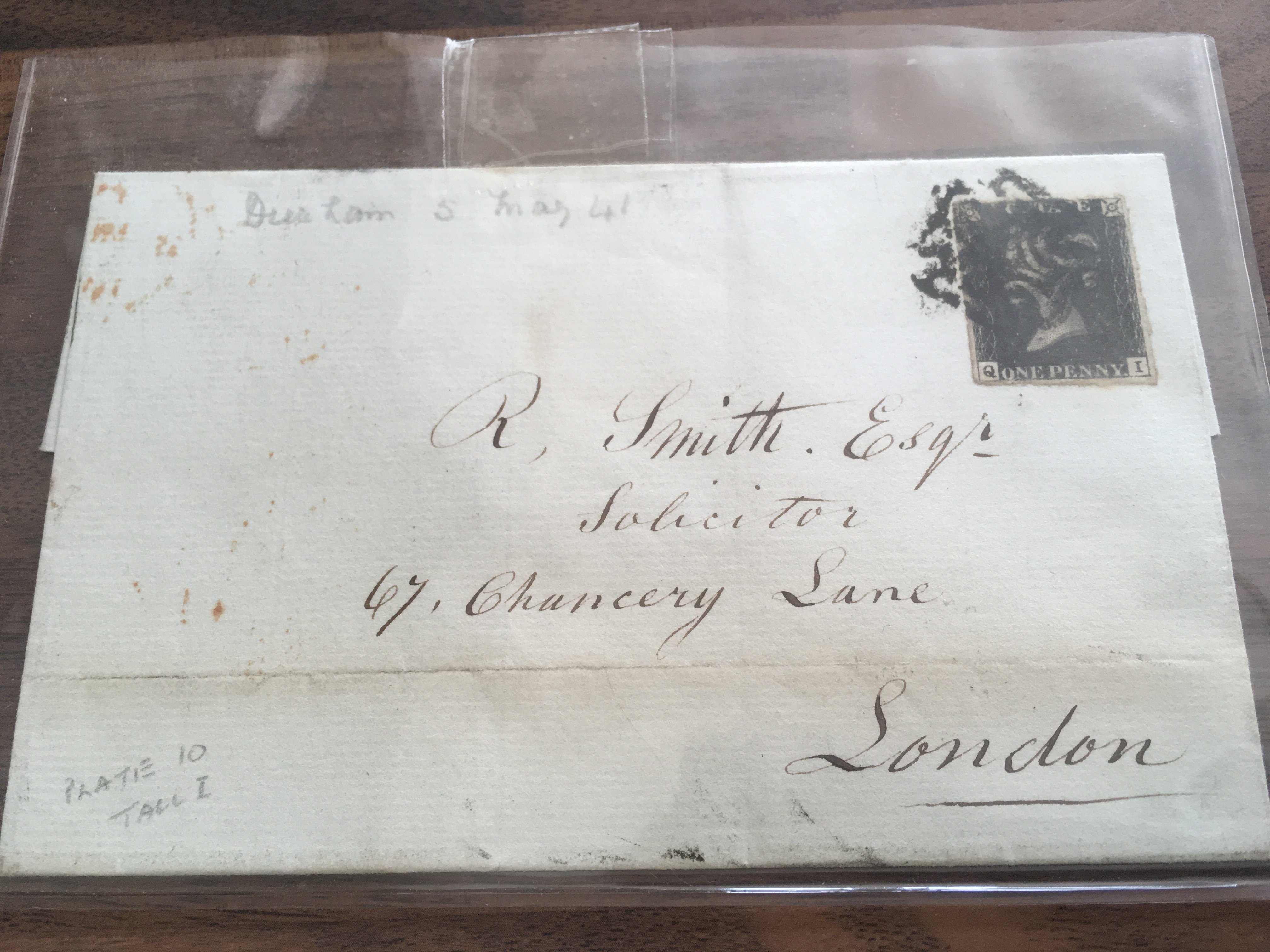 A used Penny black stamp, postage category A