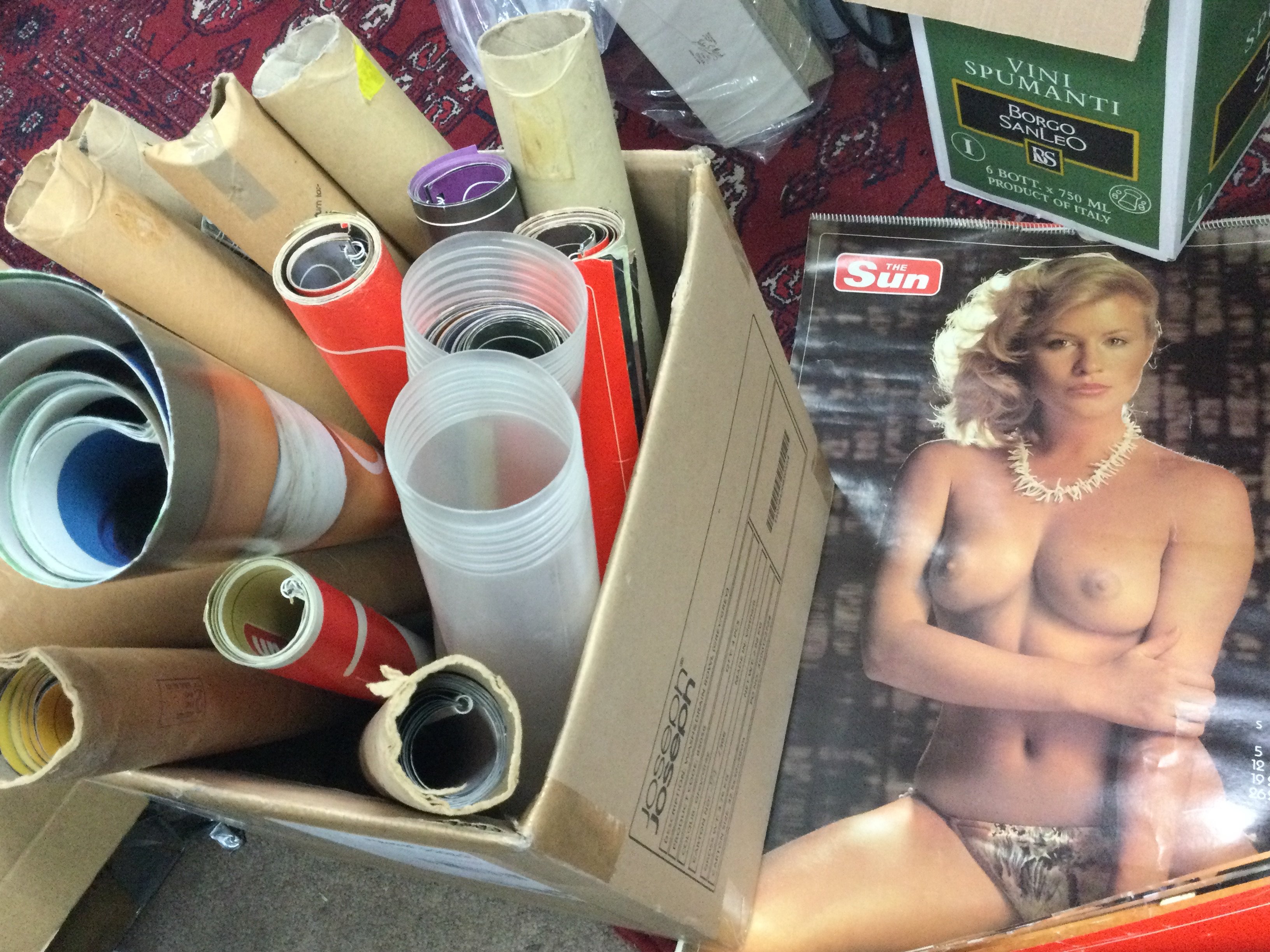 A collection of vintage The Sun page 3 calendars , 18 total . 1980 to 1997. Postage category C