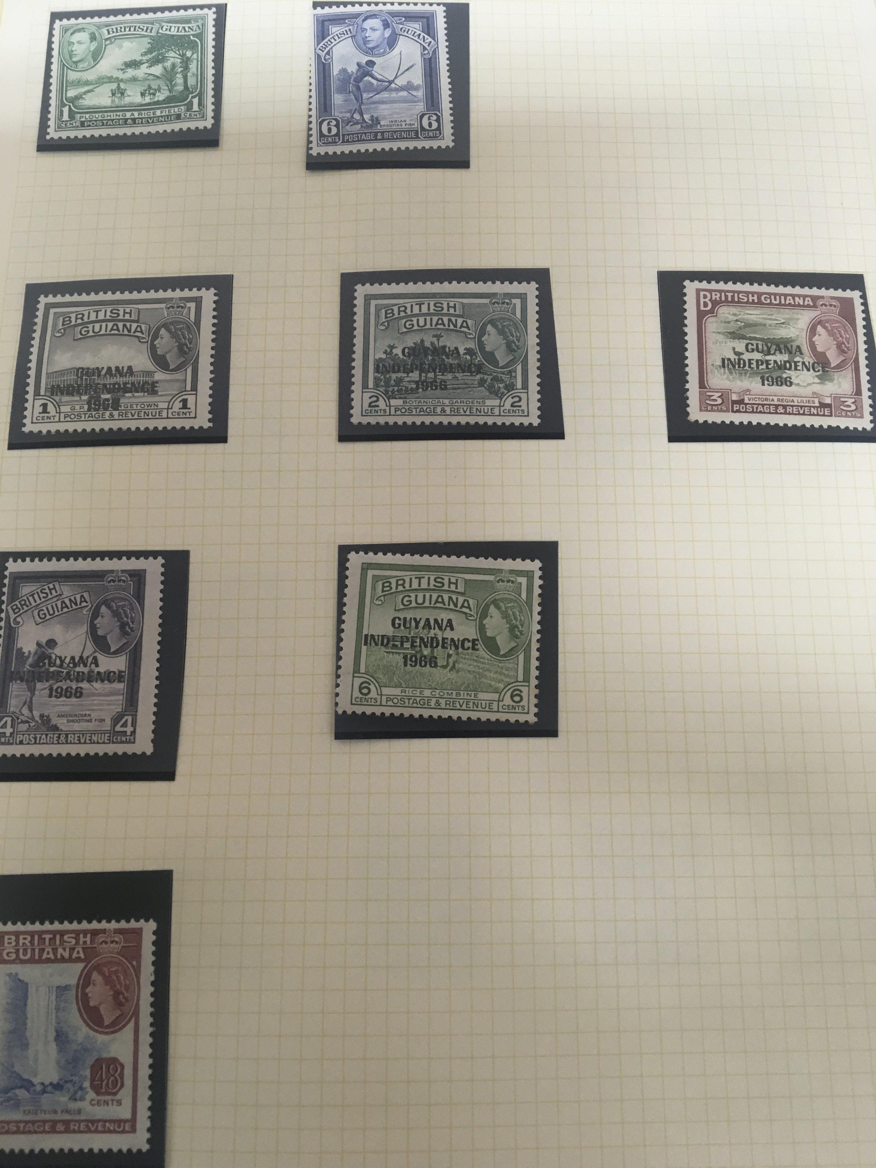 A collection of eight albums containing world stamps including South Africa Spain British Guiana British Honduras. British Hing Kong including Used Victorian and later stamps and others (8)