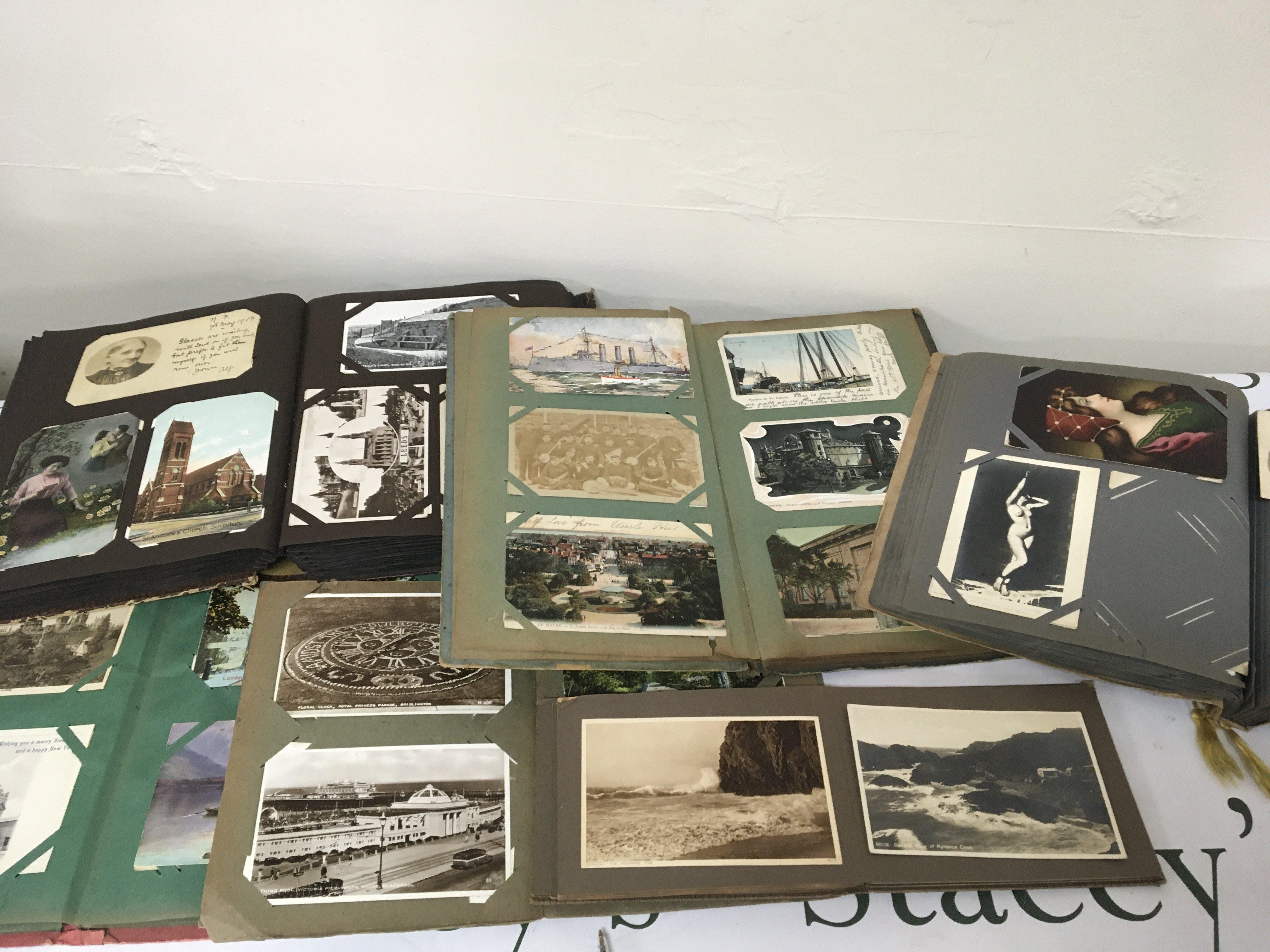 A collection of six postcard albums including some shipping cards and many others (6)