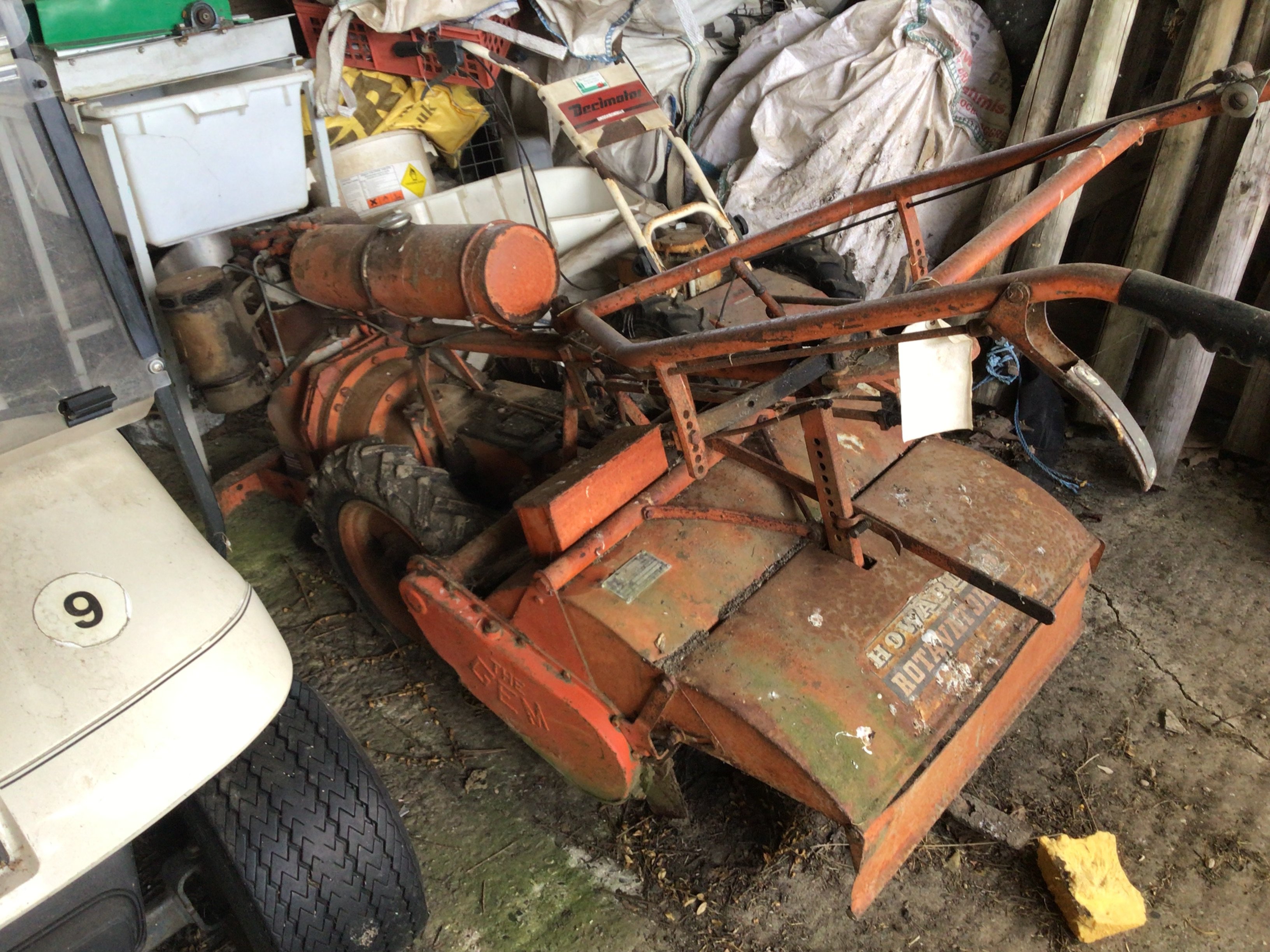 A Vintage Howard Petrol engine Rotavator for restoration barn stored.