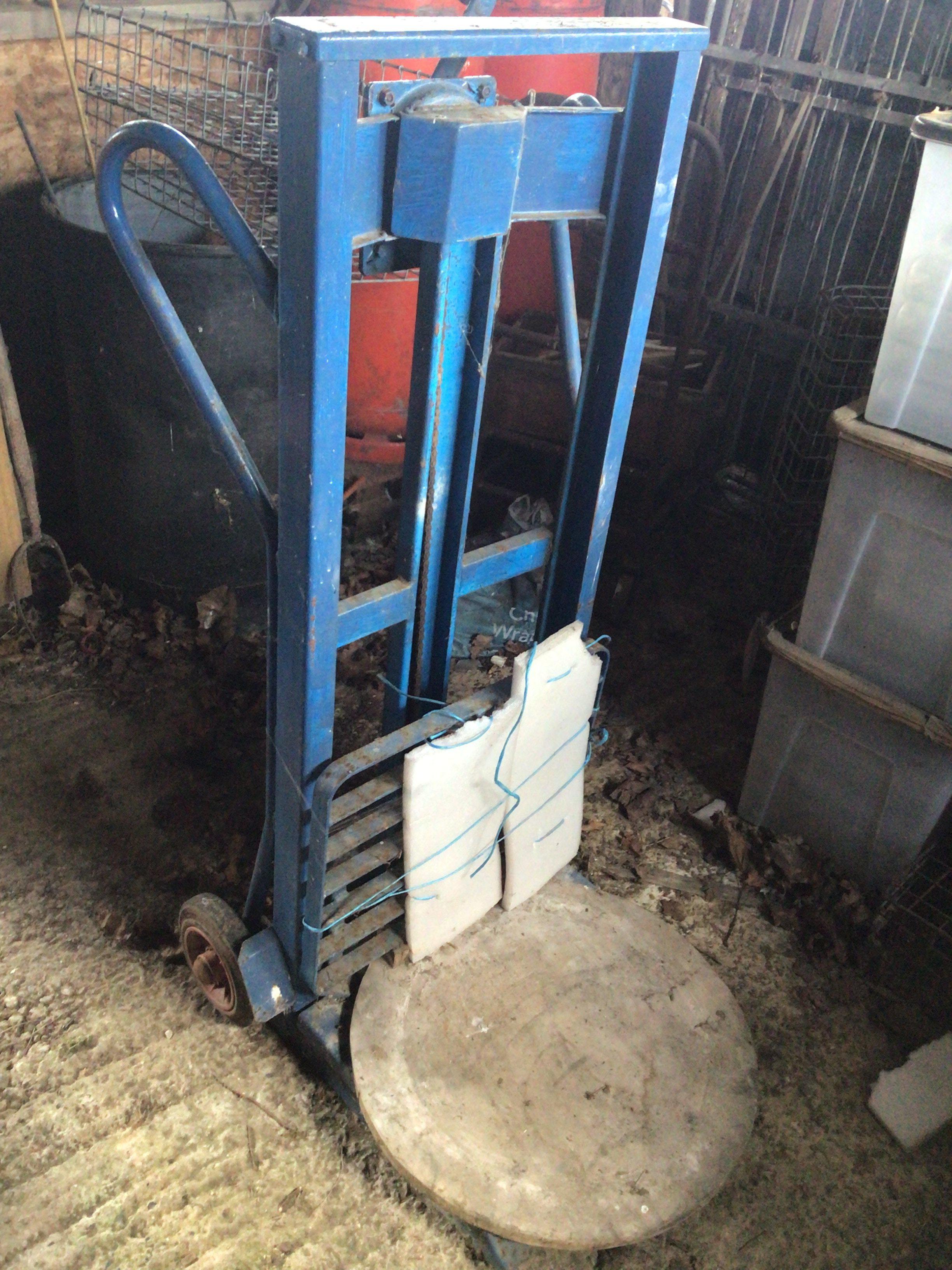 A heavy duty sack barrow with rising bed manual ratchet platform.Viewing by appointment sold in situ buyer to collect Billericay CM11.