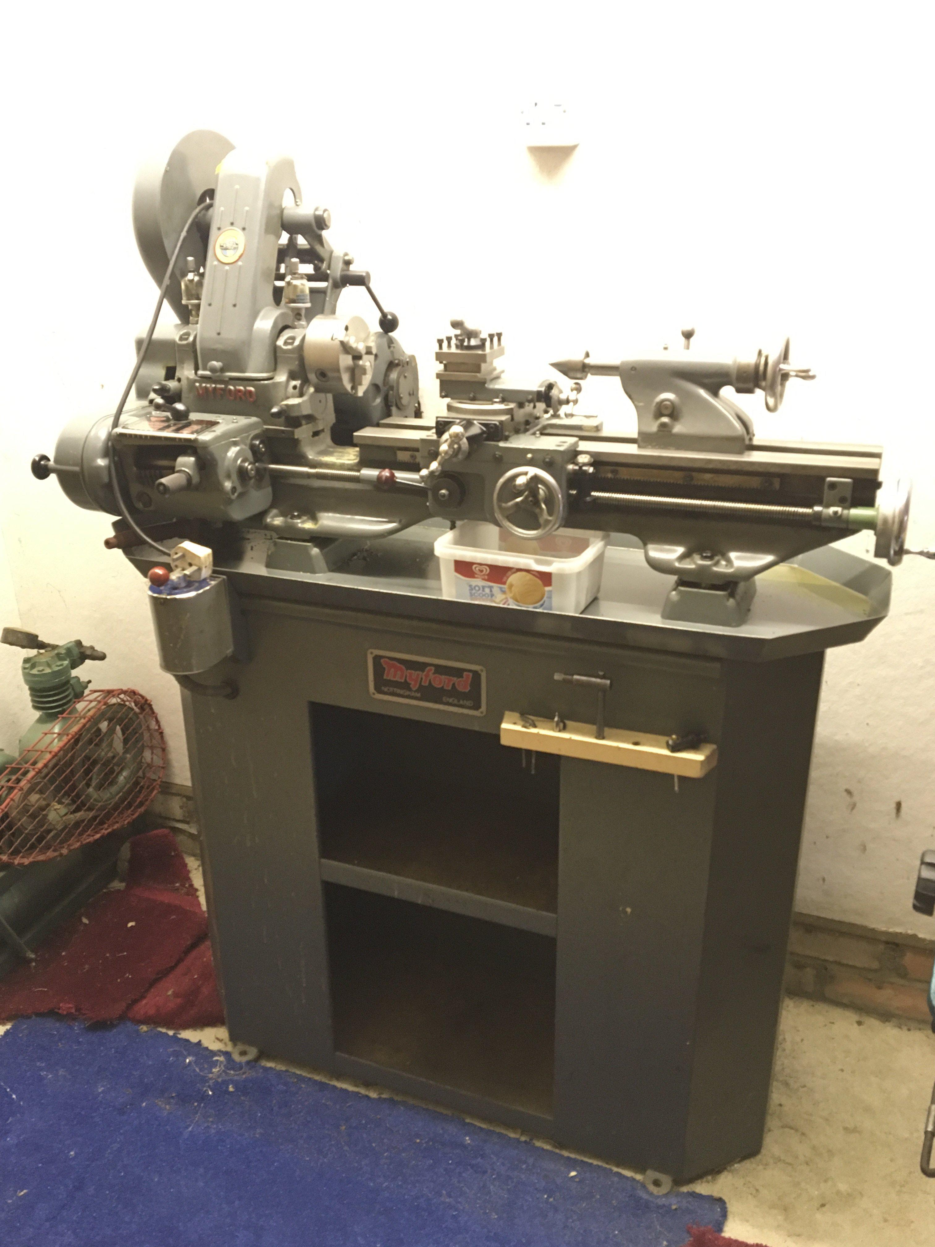 An extremely good condition Myford lathe single phase and with lots of accessories full working order. Viewing by appointment only sold in situ buyer to collect RM15 South Ockendon Essex.