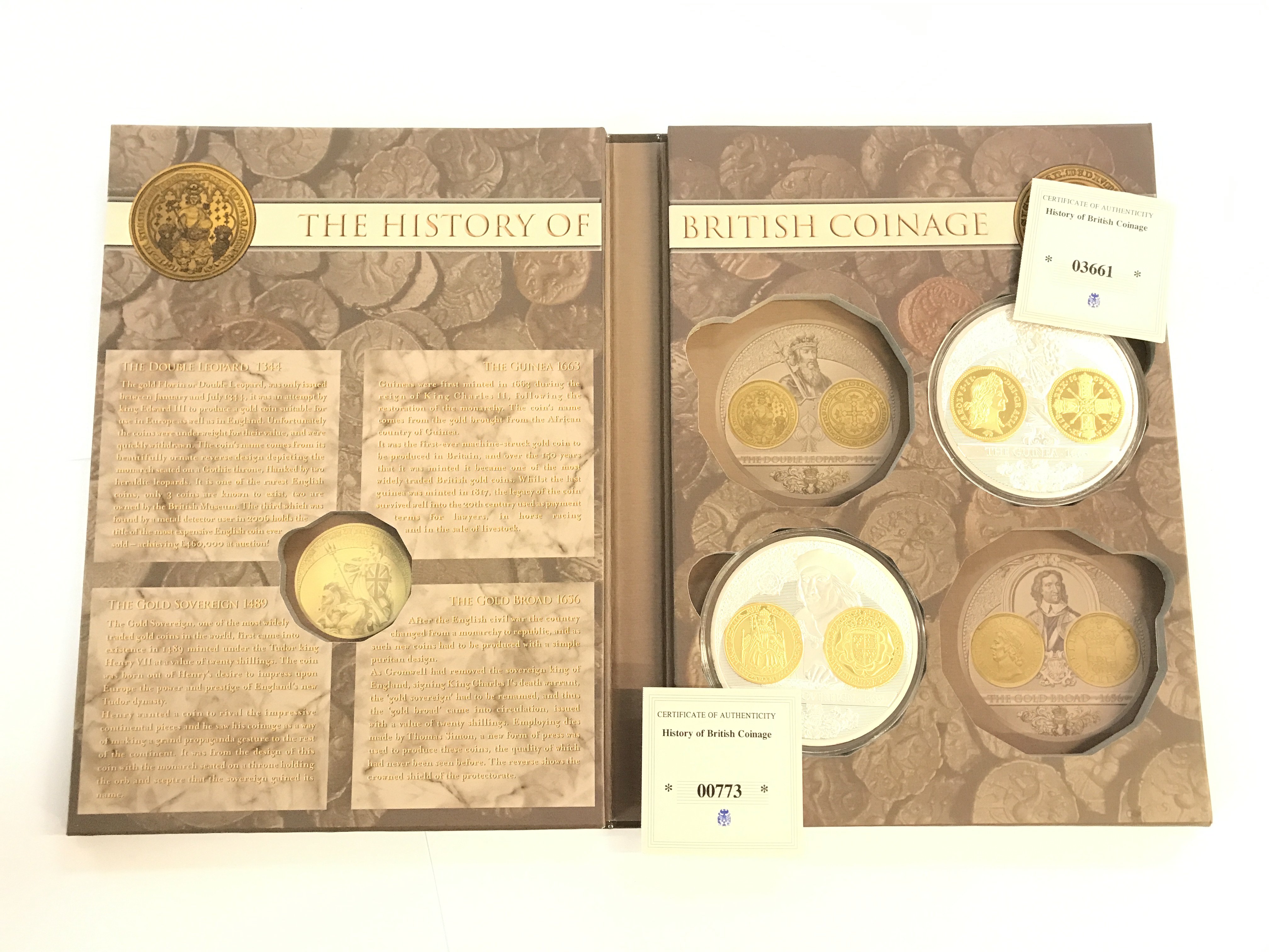 A series of British collector coins, including the Guinea and the gold sovereign.
