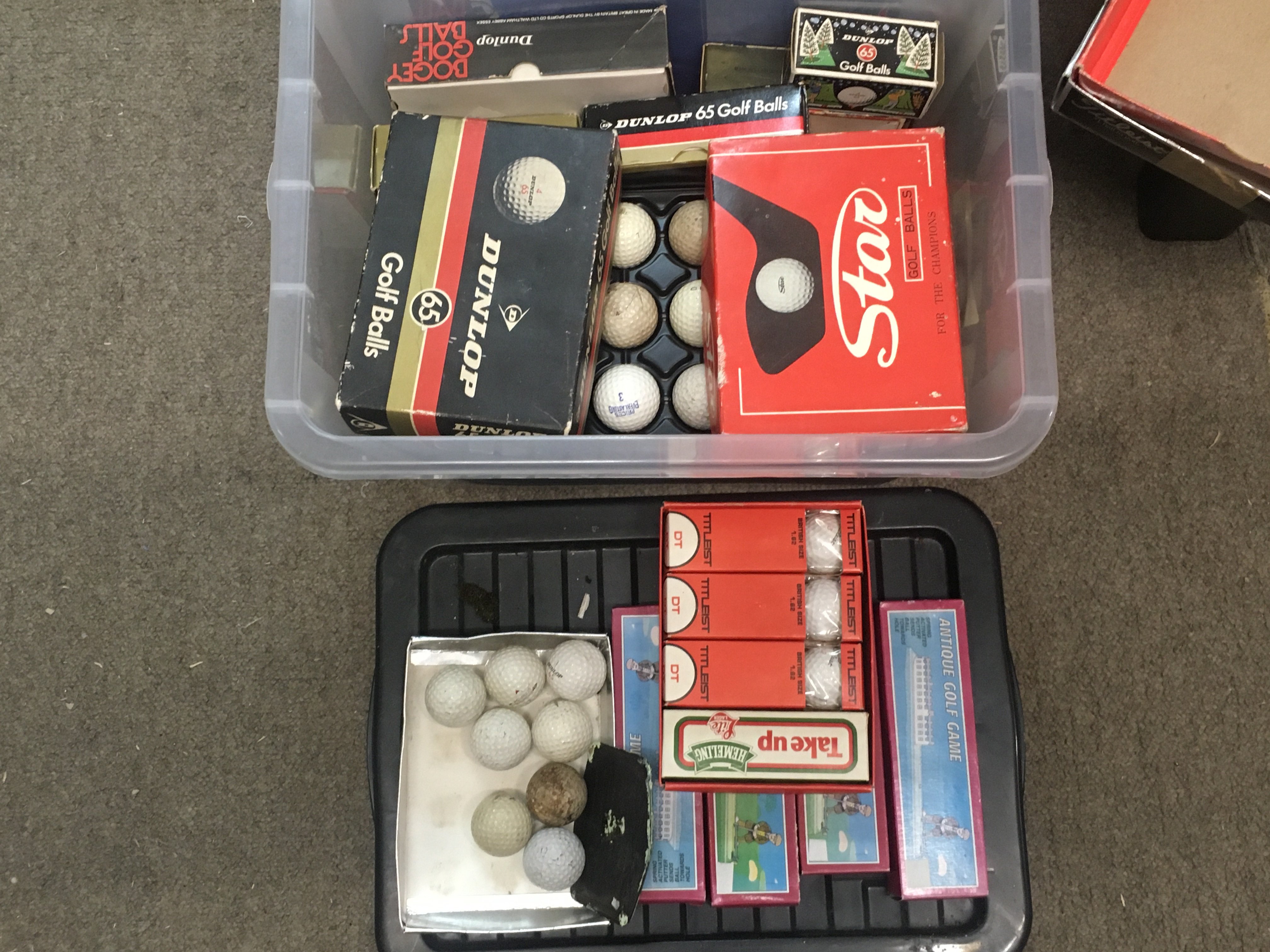 Golf balls included boxed Titleist, Star, Dunlop. Postage category c