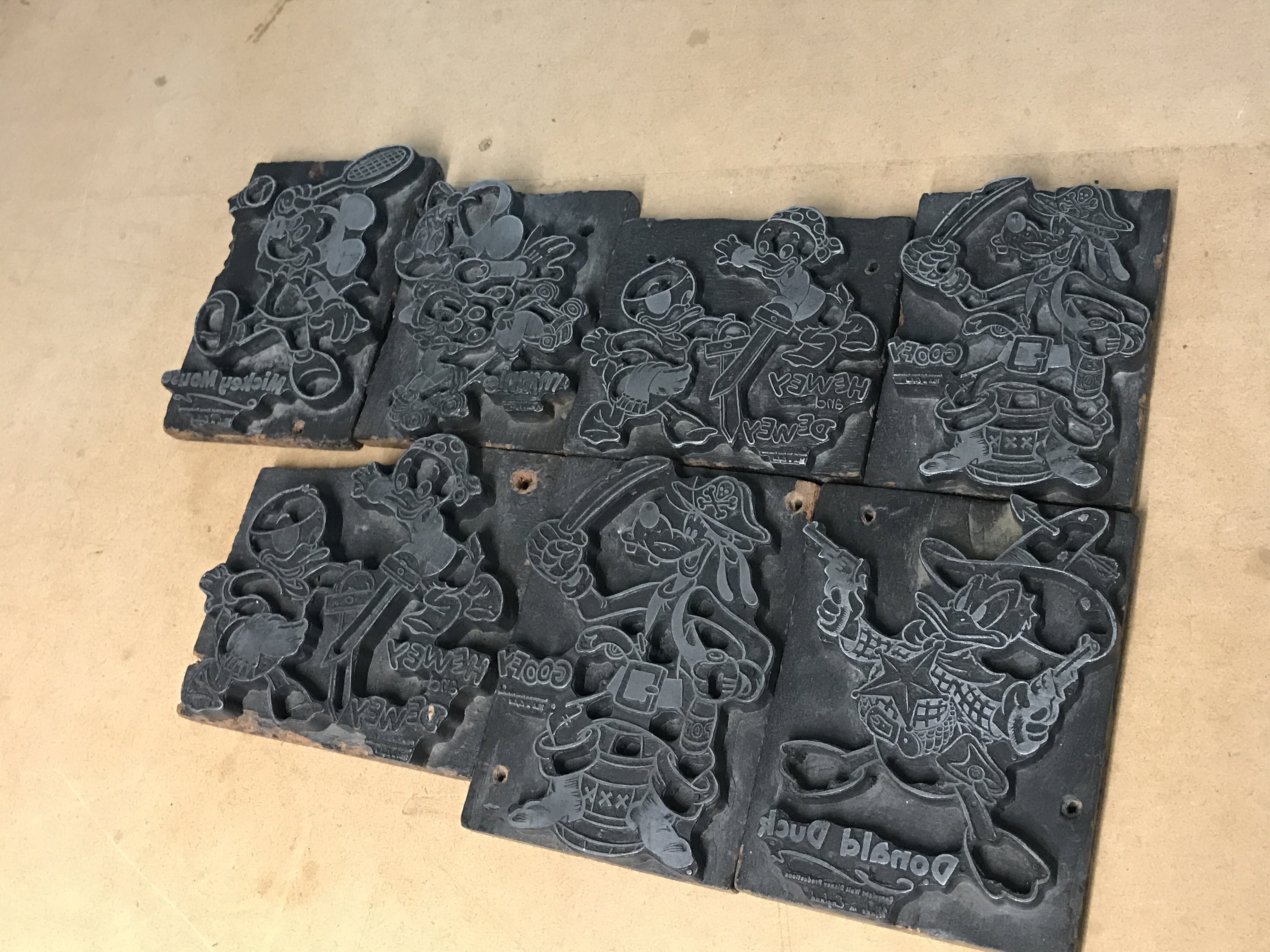 An interesting collection of Disney wooden printing blocks. Postage category B