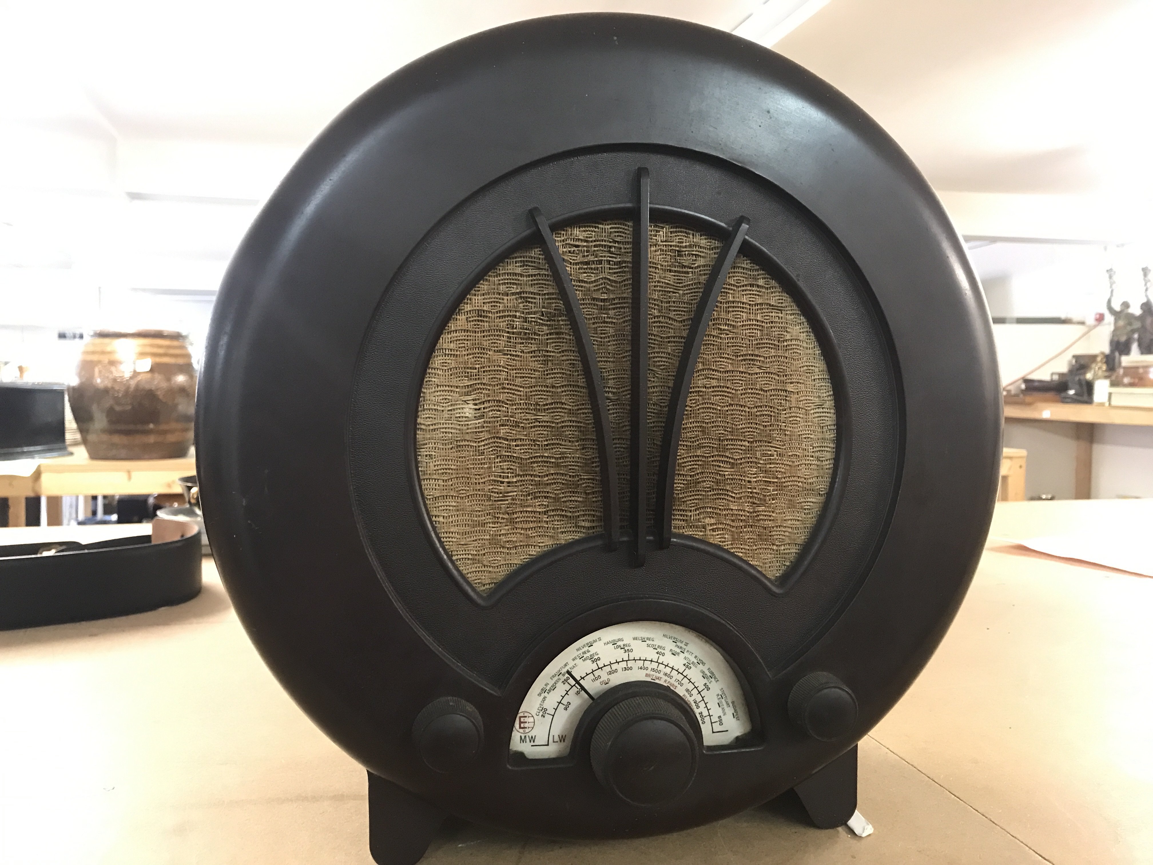 An Ekco All Electric radio type A.D75 Receiver art deco radio, postage category C