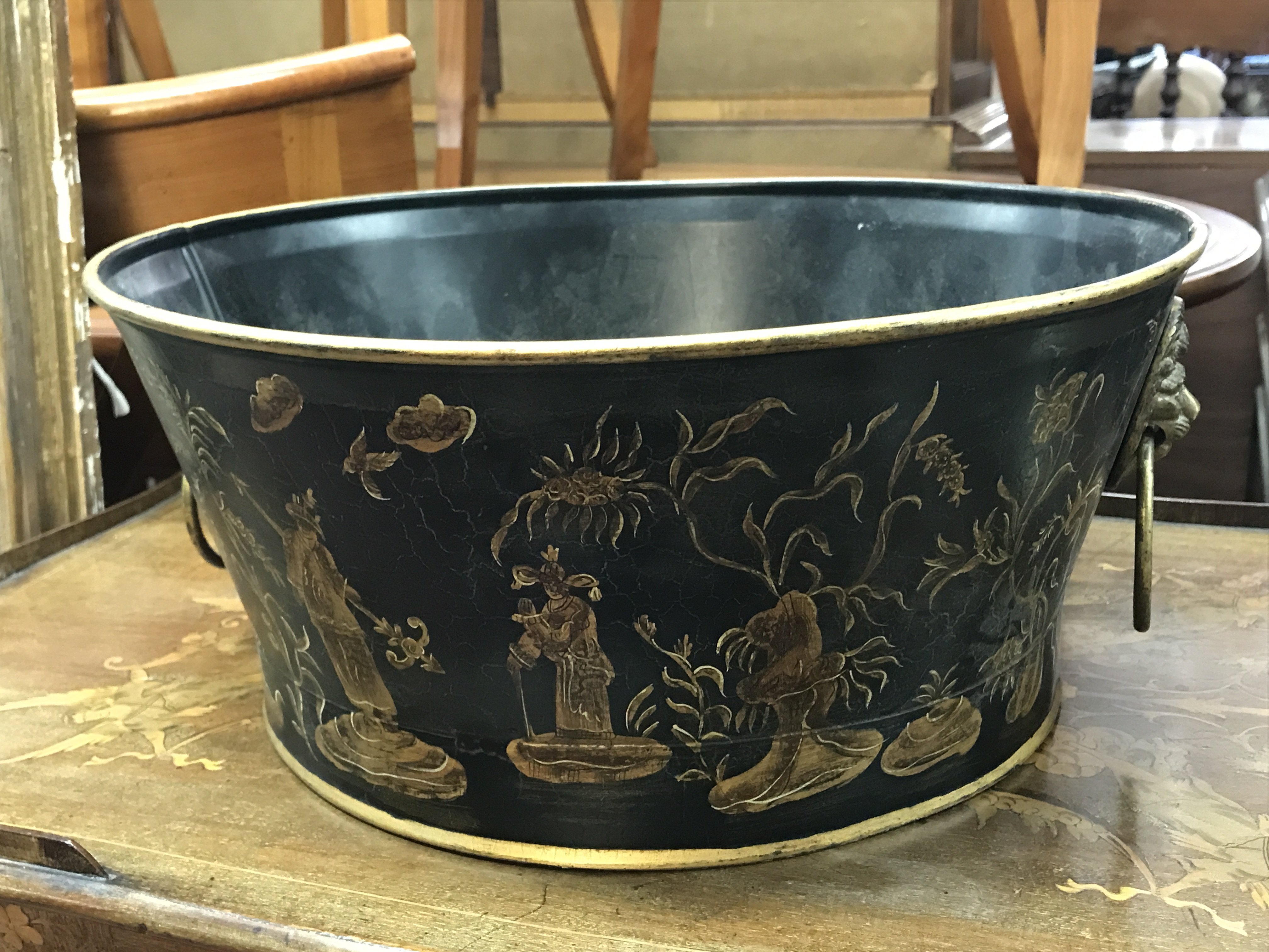 A Chinoiserie jardiniere, 37cm wide