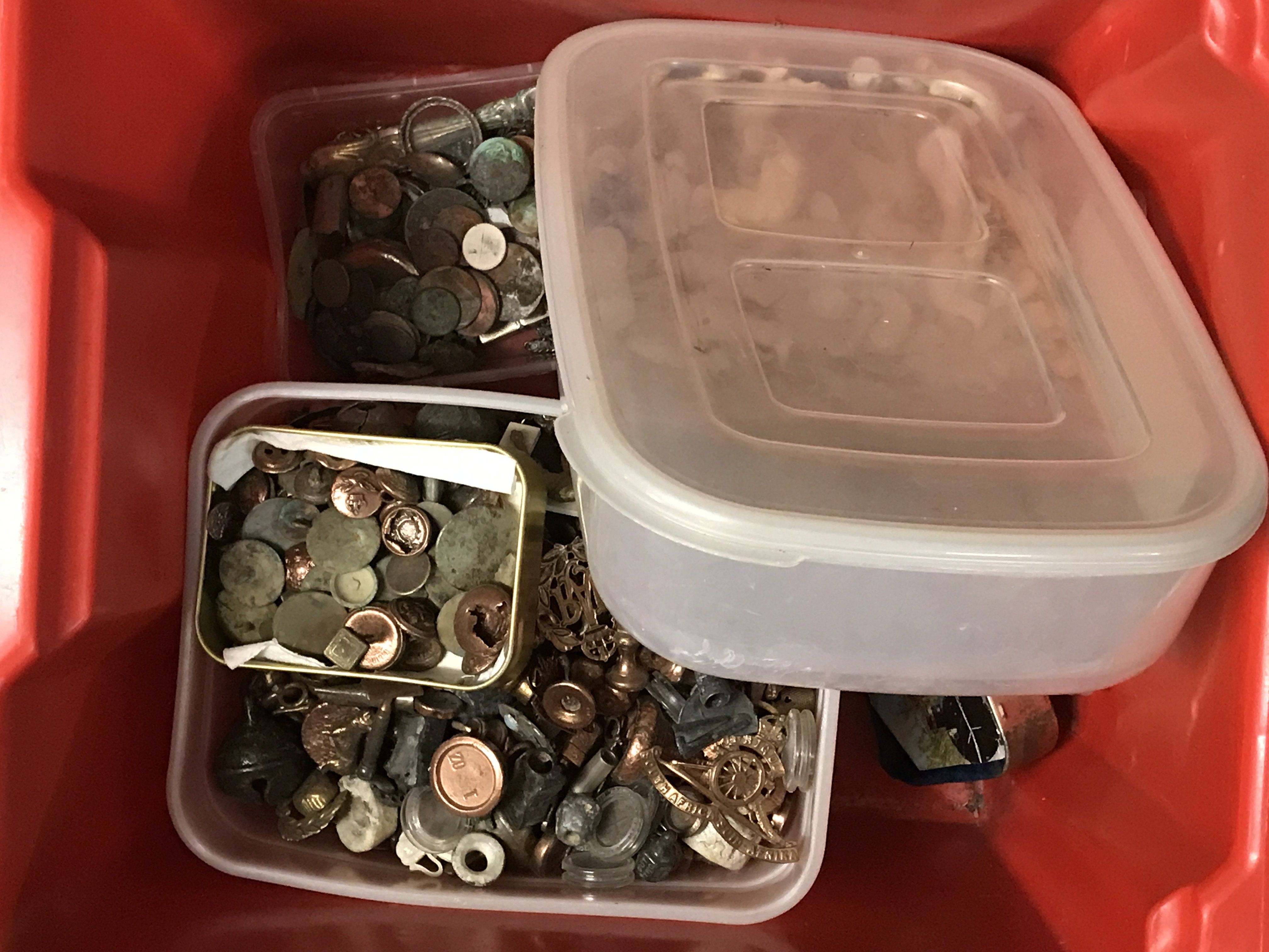 Metal detector finds including war medals , badges , keys , coins, interesting items . Postage category C