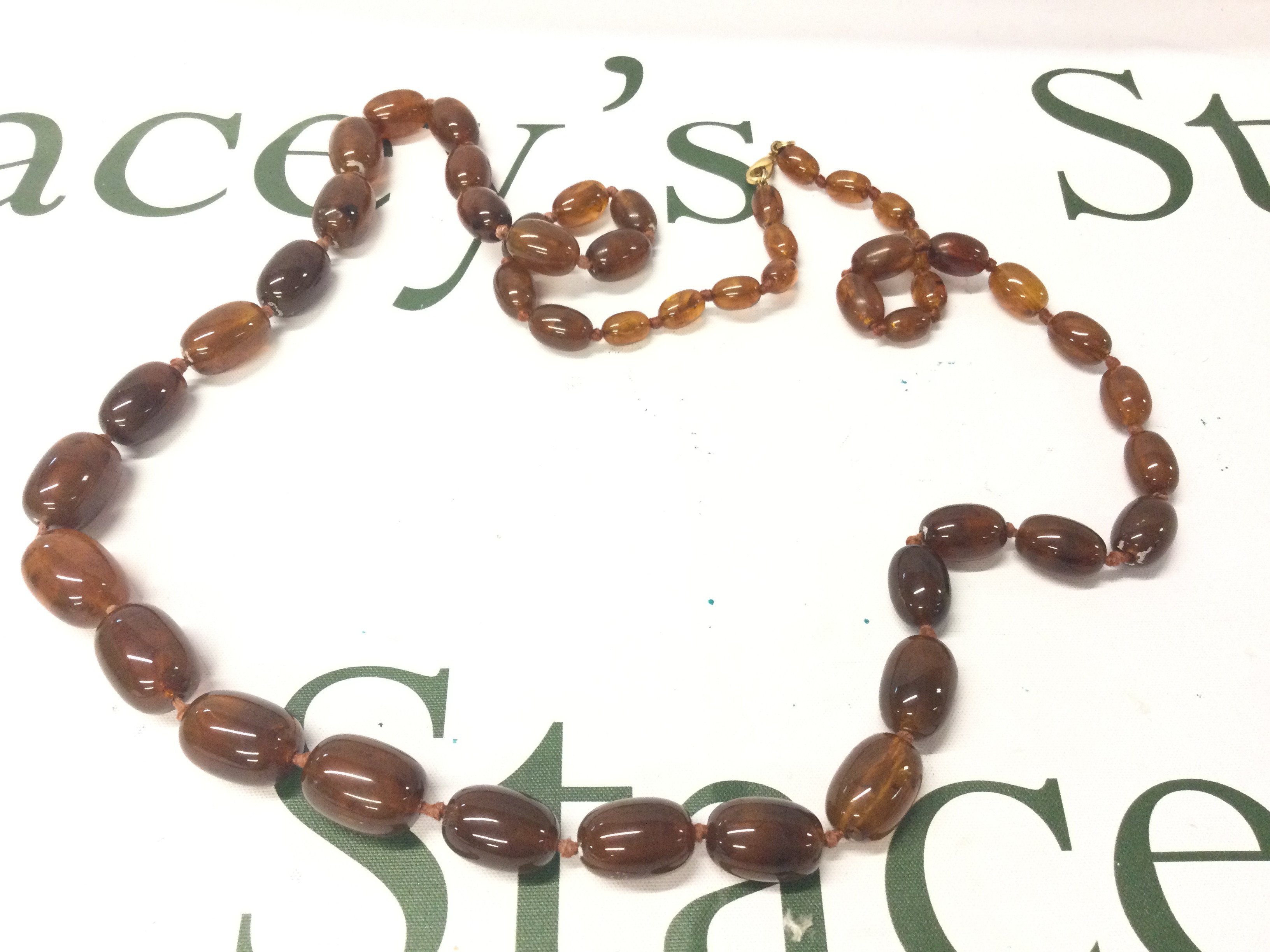 Cognac Baltic Amber Necklace, 102cm 85g