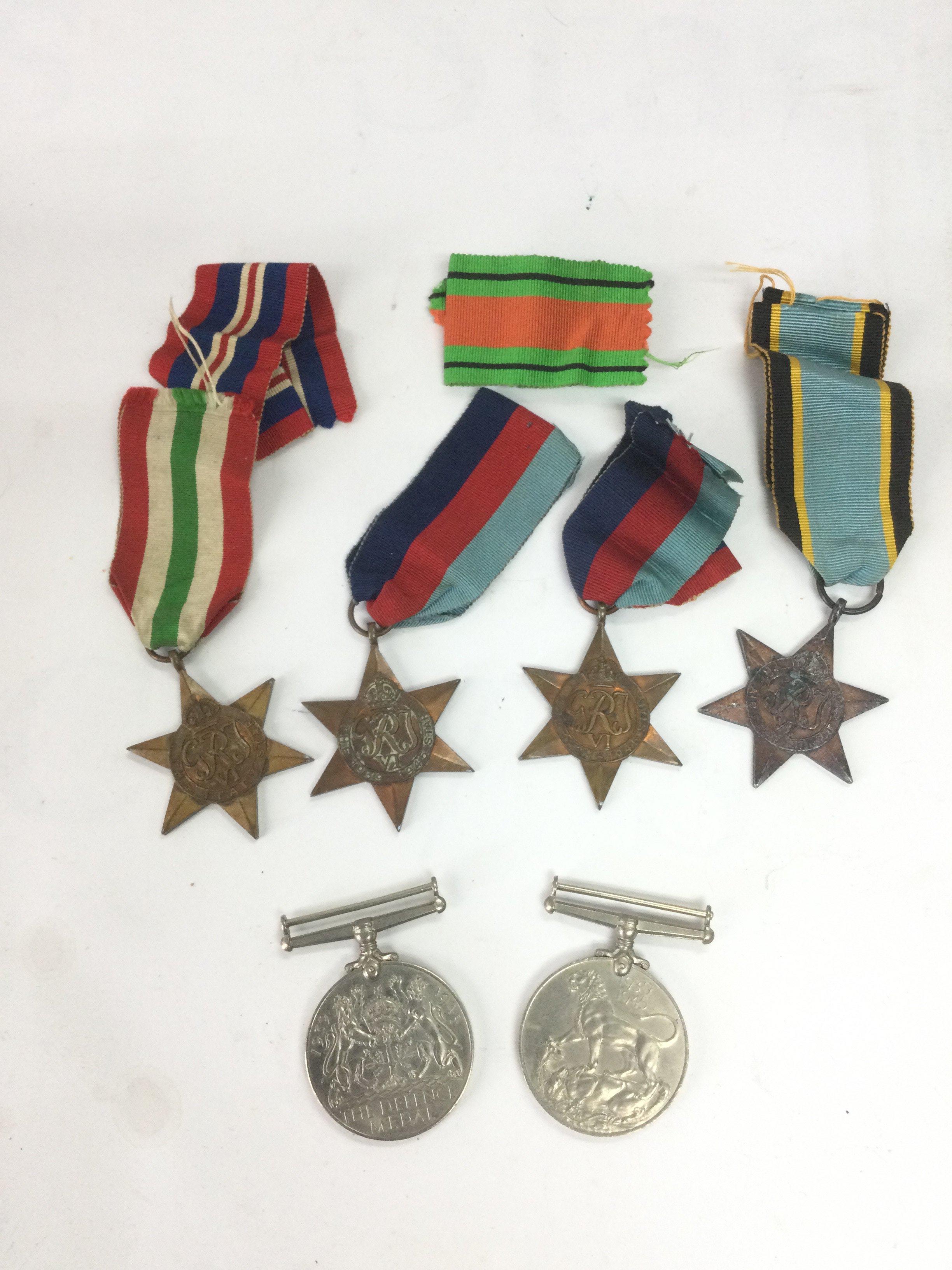 A collection of WW2 medals including an air crew European star. Shipping category A.