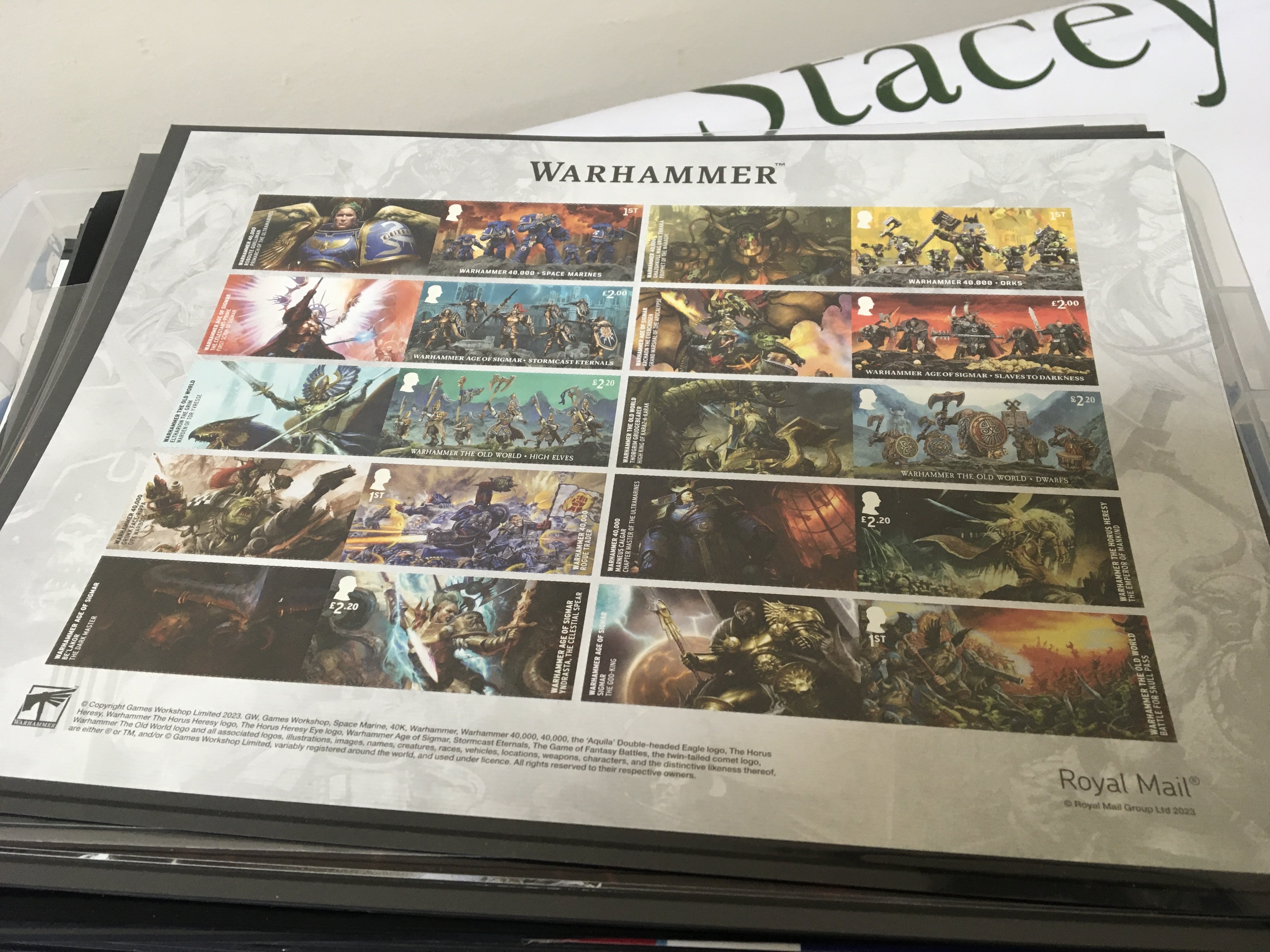 A very large collection of Royal Mail First Class themed Pictorial sheets of stamps in excess of 100 sheets each containing approximately 10 first class stamps some higher value &#20132662752 stamps a few second class. Estimated Stamp value &#20132662751500-&#20132662751800.