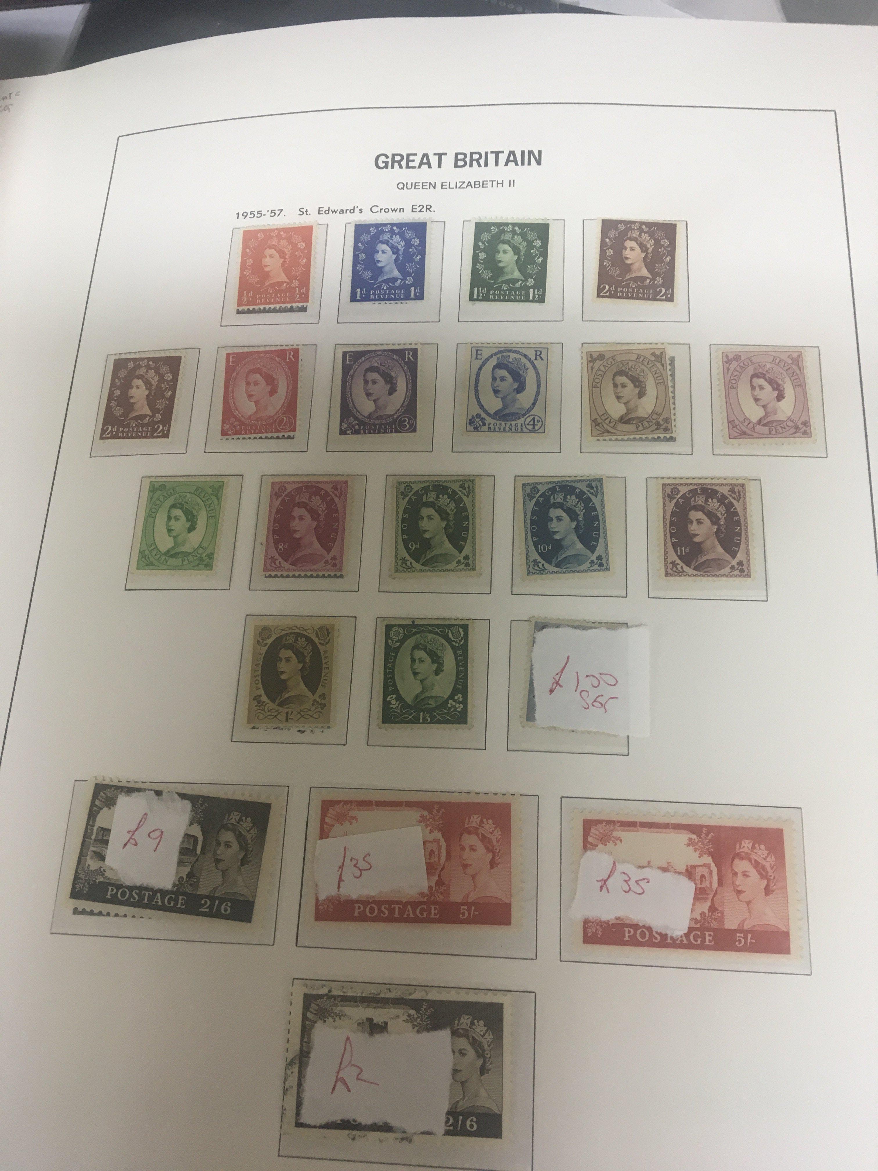 A Great Britain Album containing a comprehensive collection of unused Elizabeth II stamps including high value pre decimal stamps some interesting 1950s first day covers and other Elizabeth II stamps and a few earlier stamps.
